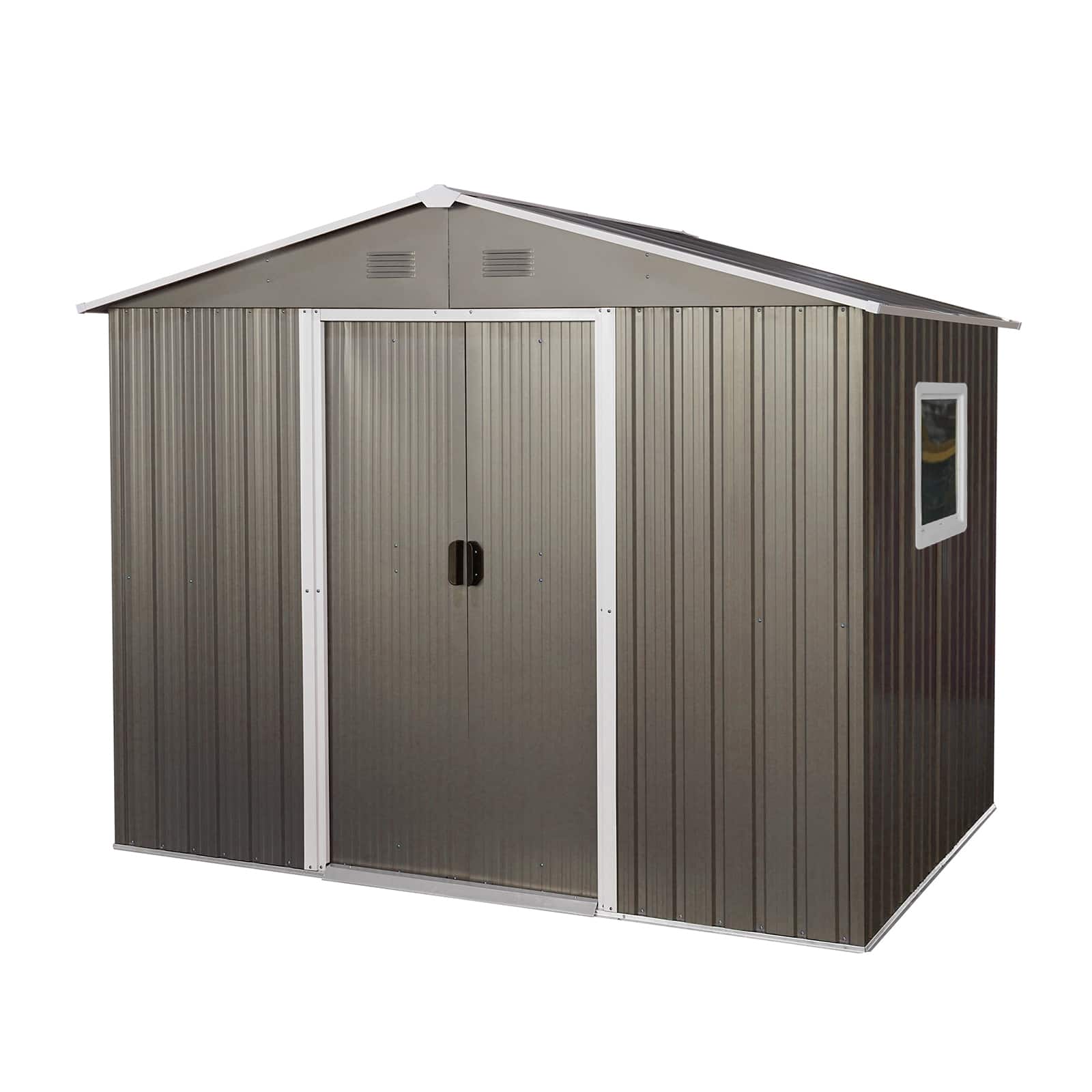 Mondawe - 6ft x 8ft Outdoor Metal Storage Shed with Window - Gray