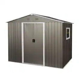 Mondawe - 6ft x 8ft Outdoor Metal Storage Shed with Window - Gray