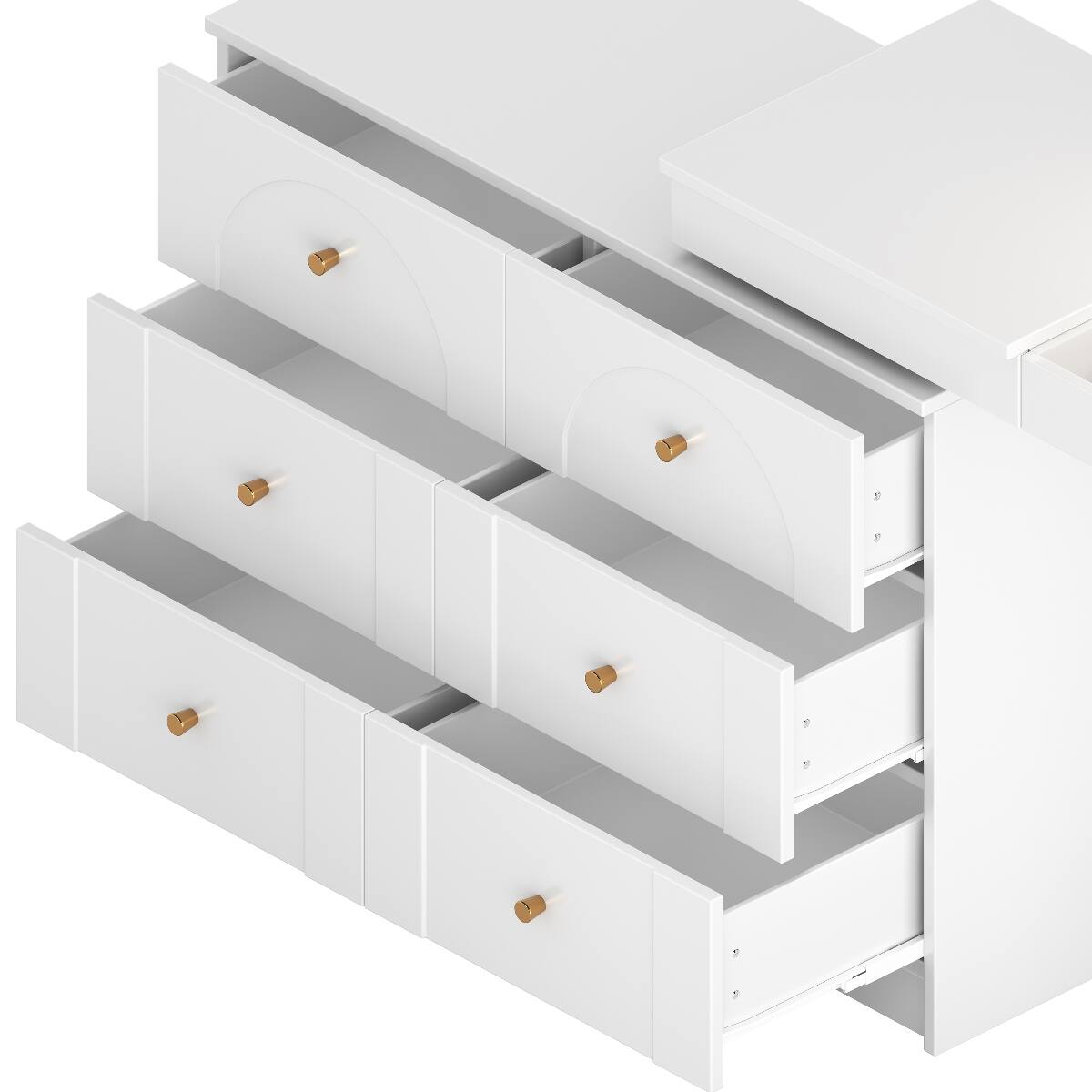 Alt View 10. Loheer - Loheer White Makeup Vanity Desk with Mirror and Lights, Flip Top Vanity Table with Storage - White.
