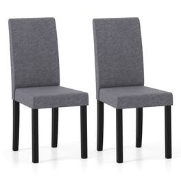 Costway - Dining Chair Set of 2 Fabric Upholstered Rubber Wood Legs Side Armless - Black