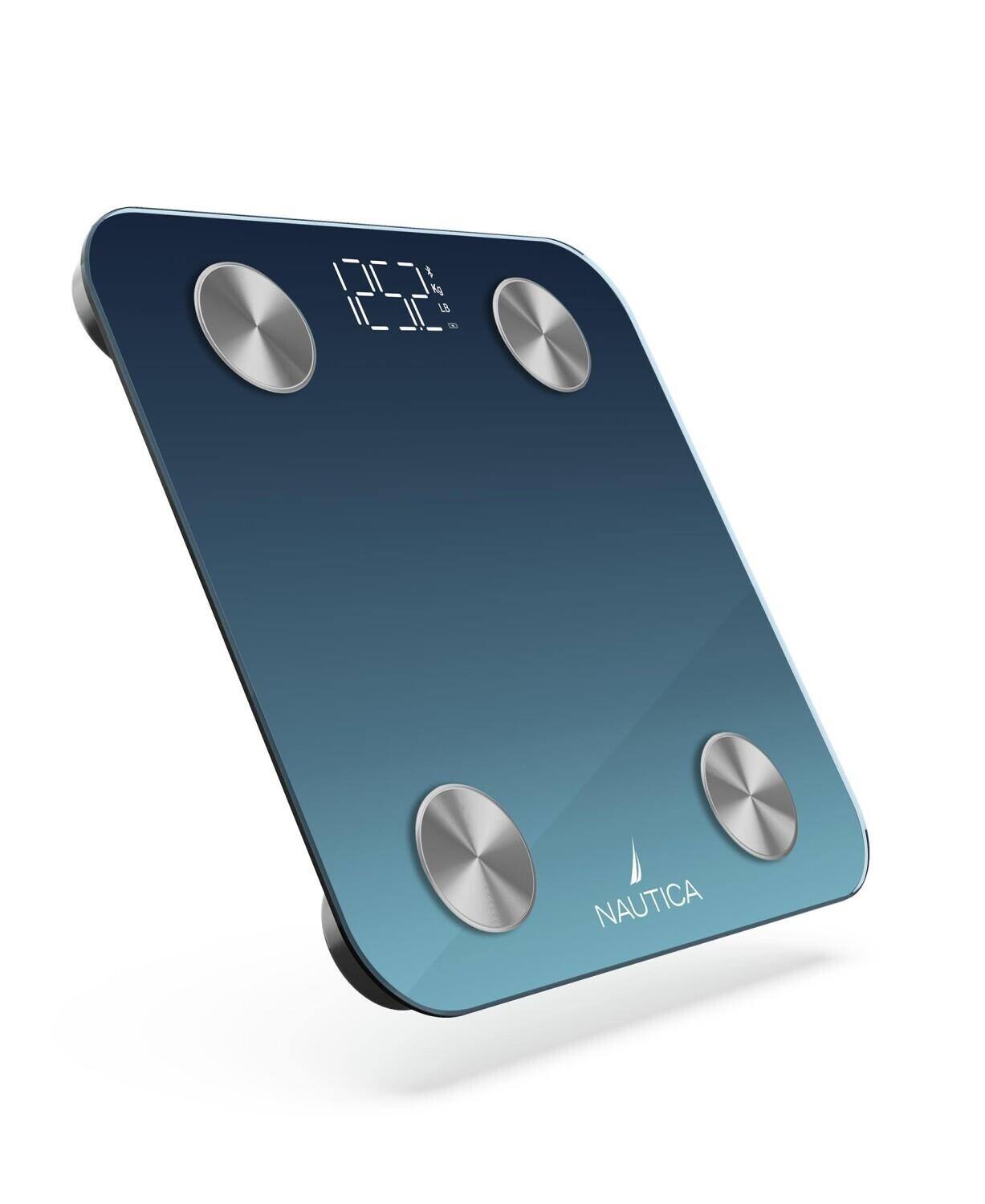 Angle. Nautica - Nautica Smart Body Scale, Fat, Muscle Mass Tracking & More, Syncs with Smartphone for Body Composition Tracking, 396 Lbs - Navy Blue.