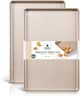 HONGBAKE - 2 Pack Half Sheet Baking Pans,Non Stick Baking Sheet for Oven, 57% Thicker , 17.5" x 12" Cookie Trays - Champagne Gold