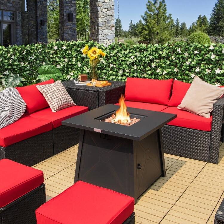 Angle. SlickBlue - Portable 50,000 BTU Black Steel Fire Pit Table – LP Gas Propane Outdoor Heater - Black.