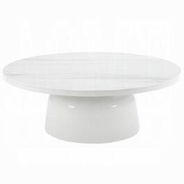 Manhattan Lane - Zayn Round Coffee Table, Pedestal Base, Faux Marble, 40 Inch - White