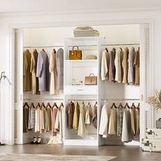 Front. Aheaplus - 2-8 ft Closet Organizer System with 6 Hanging Rods, Wardrobe System with Drawer and Shelves for Storage & Organizers - White.