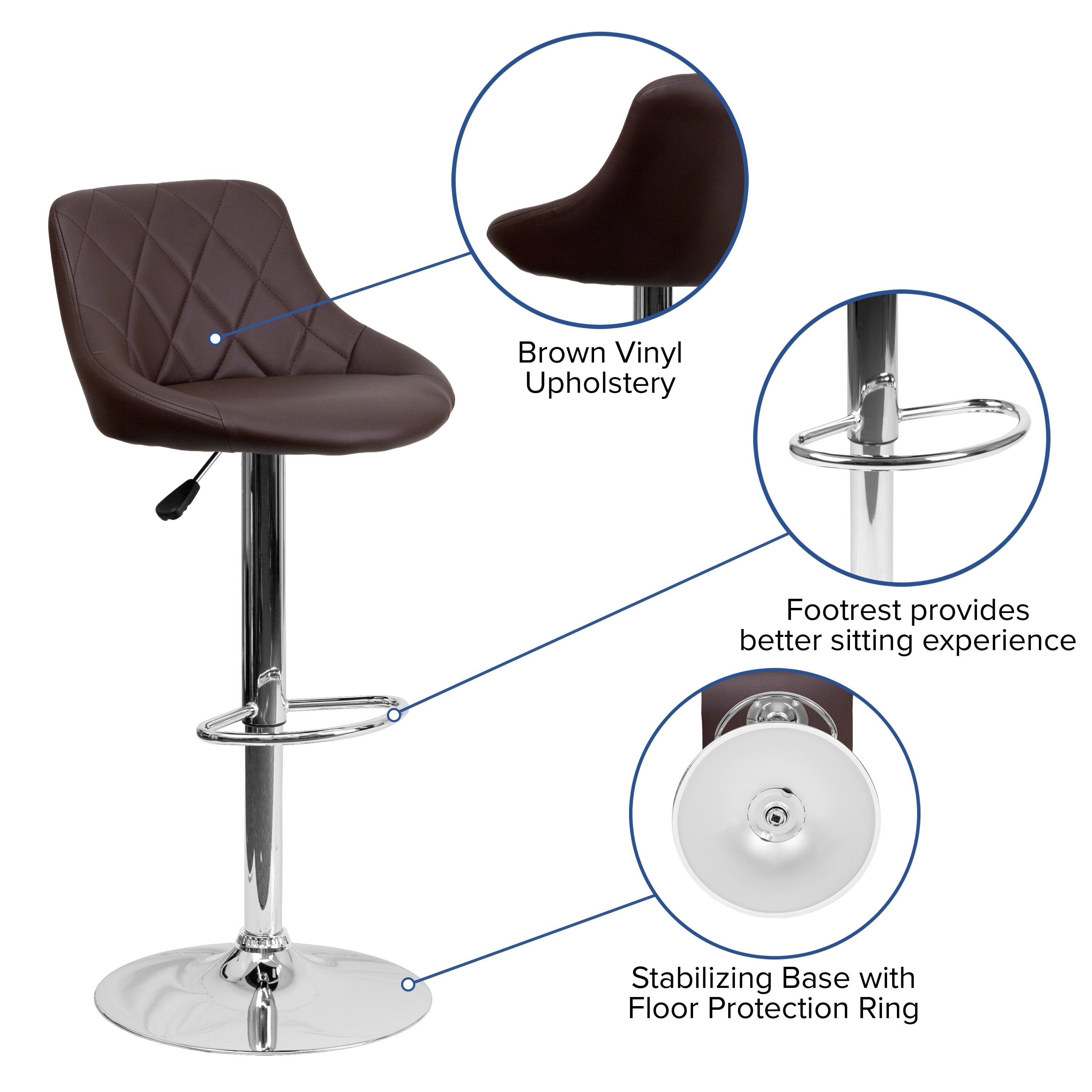 Brown Vinyl Upholstery Footrest provides better sitting experience Stabilizing Base with Floor Protection Ring