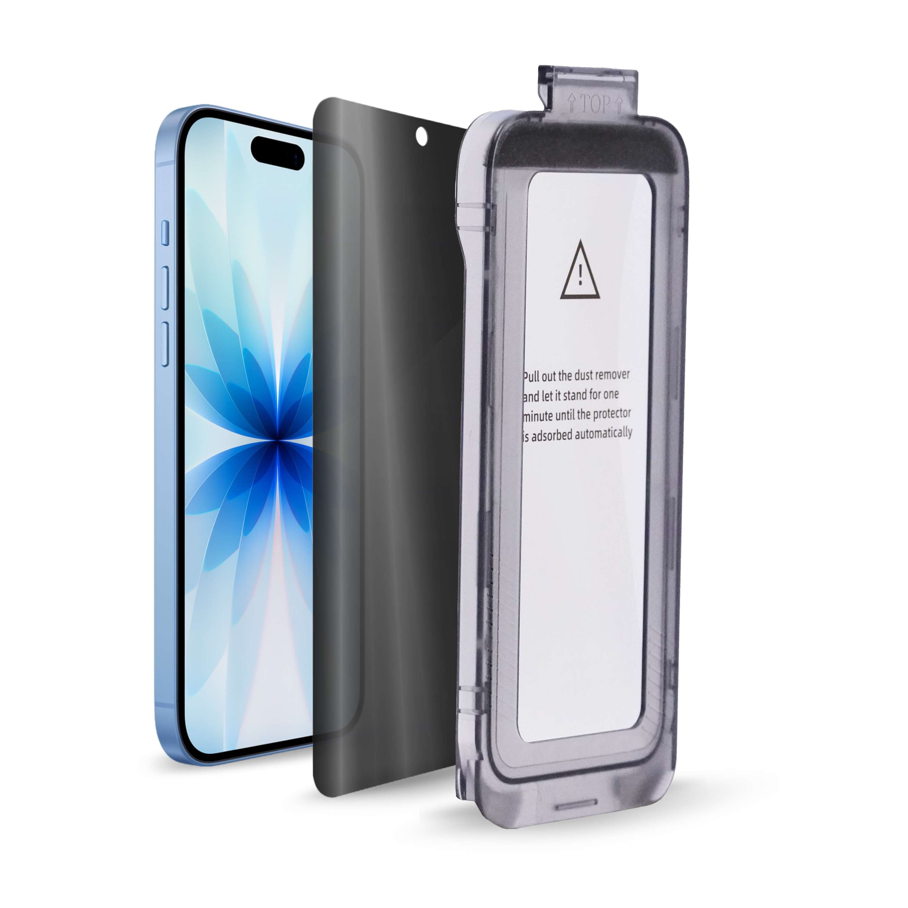 Pull out the dust remover and let it stand for one minute until the protector is adsorbed automatically.