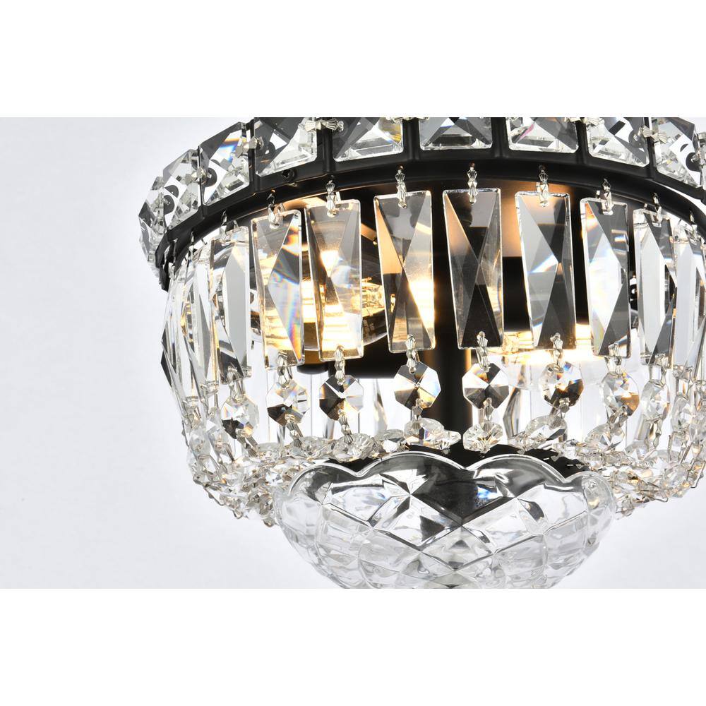Alt View 2. Elegant Lighting - Tranquil 8 inch black flush mount - Black And Clear.