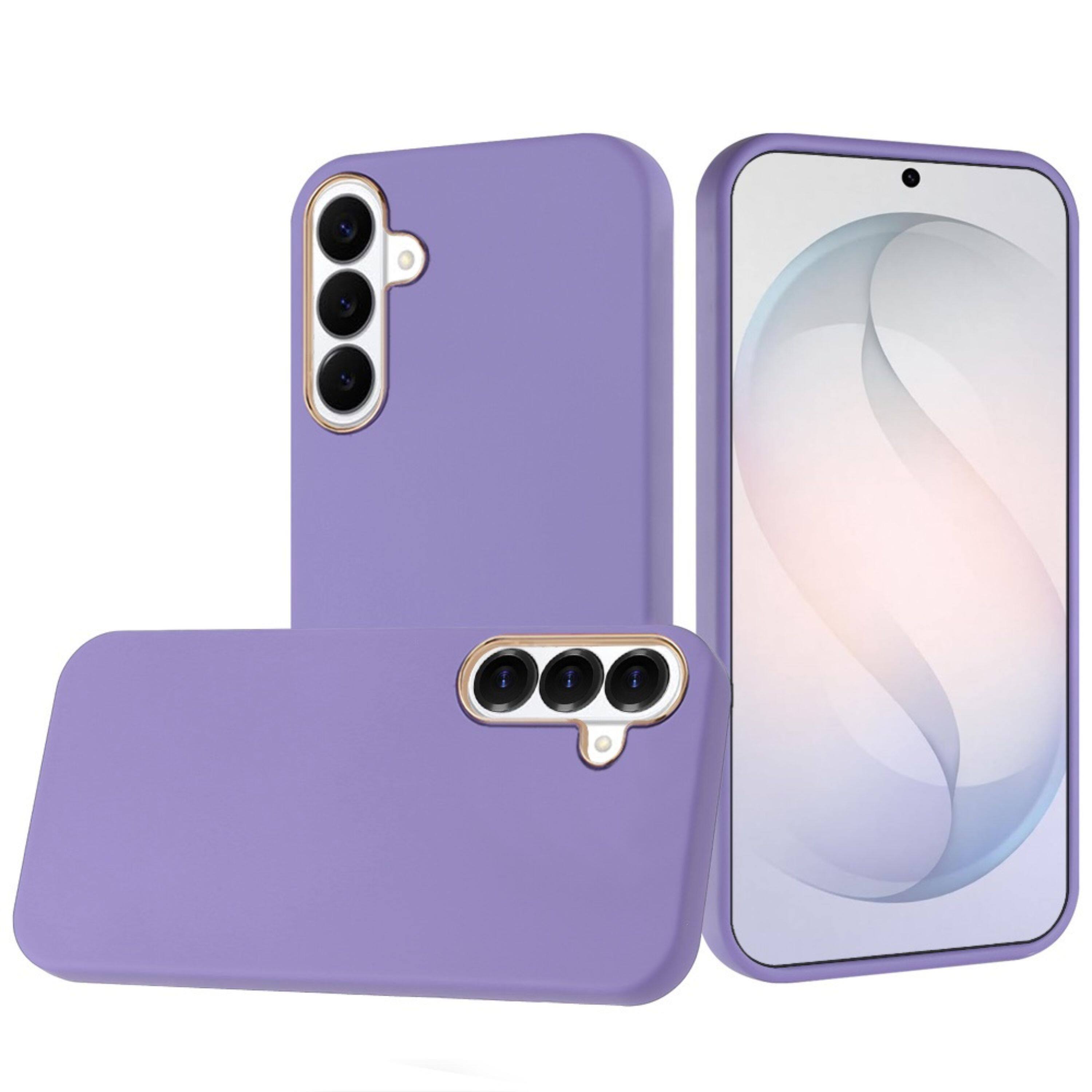 Front. Kitcheniva - Premium Soft Cover With Chrome Buttons  Tempered Glass For Samsung S26 FE Dark Purple - Dark Purple.