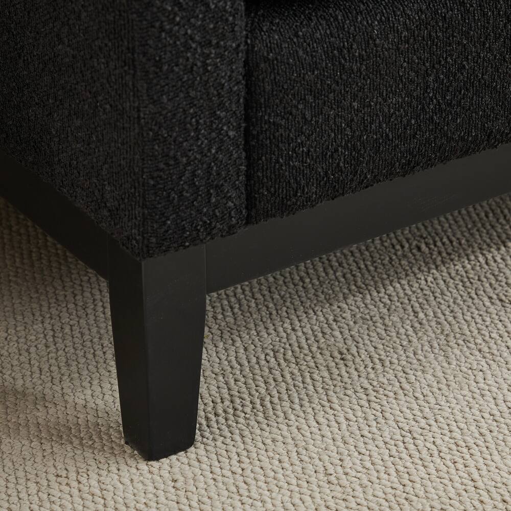 Alt View 3. Ropilly - Ropilly Upholstered End of Bed Bench Black Boucle Entryway Bench with Arms and Bolsters - Black.