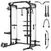 Front. Mikolo - Mikolo Power Rack Cage, Weight Rack,Multi-Function Squat Rack with J Hooks,Dip Bars and Landmine - Black.