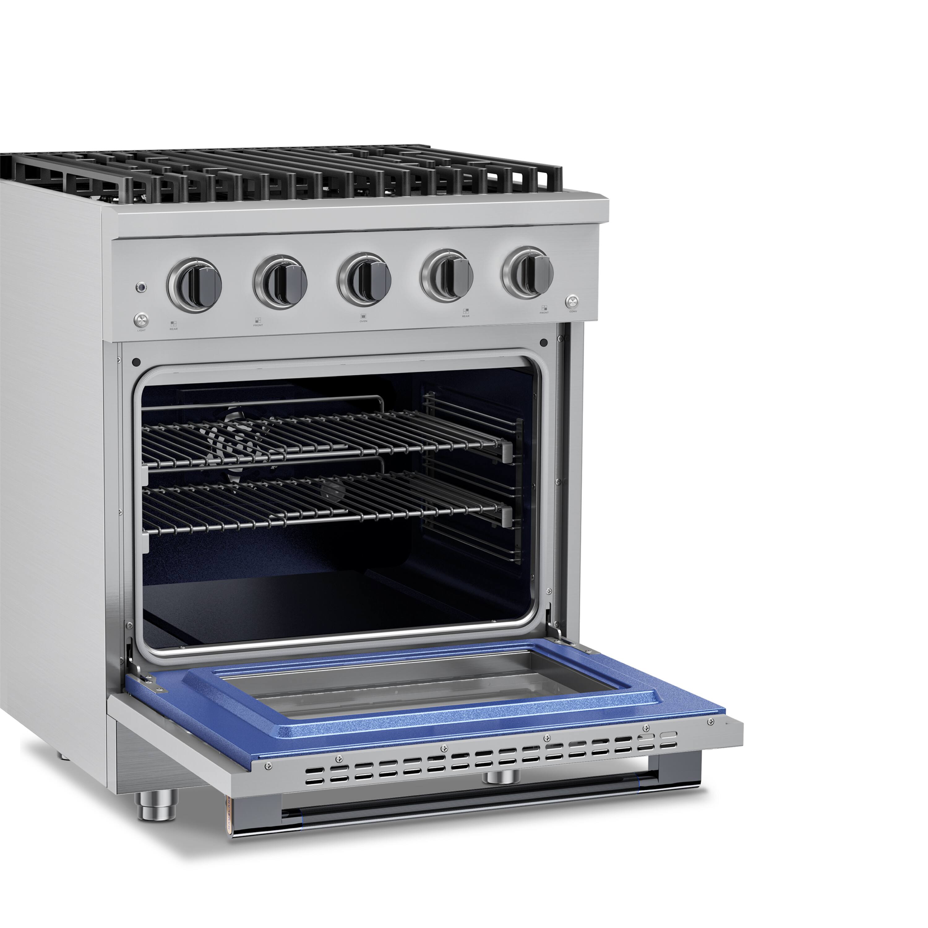 Alt View 3. Hauslane - HausPro 30 in. 4 Burners (20,000 BTU) Freestanding Dual Fuel Range with Convection Oven Black Stainless Steel - Black Stainless Steel.