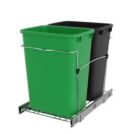 Rev-A-Shelf - Double Pullout Trash Can 35 qt. for Kitchen, RV-18KD-1918C-S - Black & Green