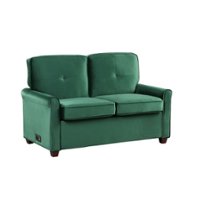 Lifestyle Solutions - Anton Pull-Out Loveseat with Power and USB Ports - Green - Front_Zoom