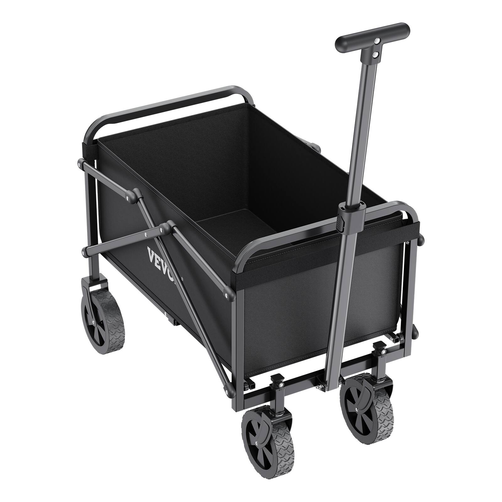 Alt View 5. VEVOR - Collapsible Wagon Carts, 80L & 200LBS Folding Wagons with All-Terrain Wheels, Heavy Duty Outdoor Utility Cart - Black.