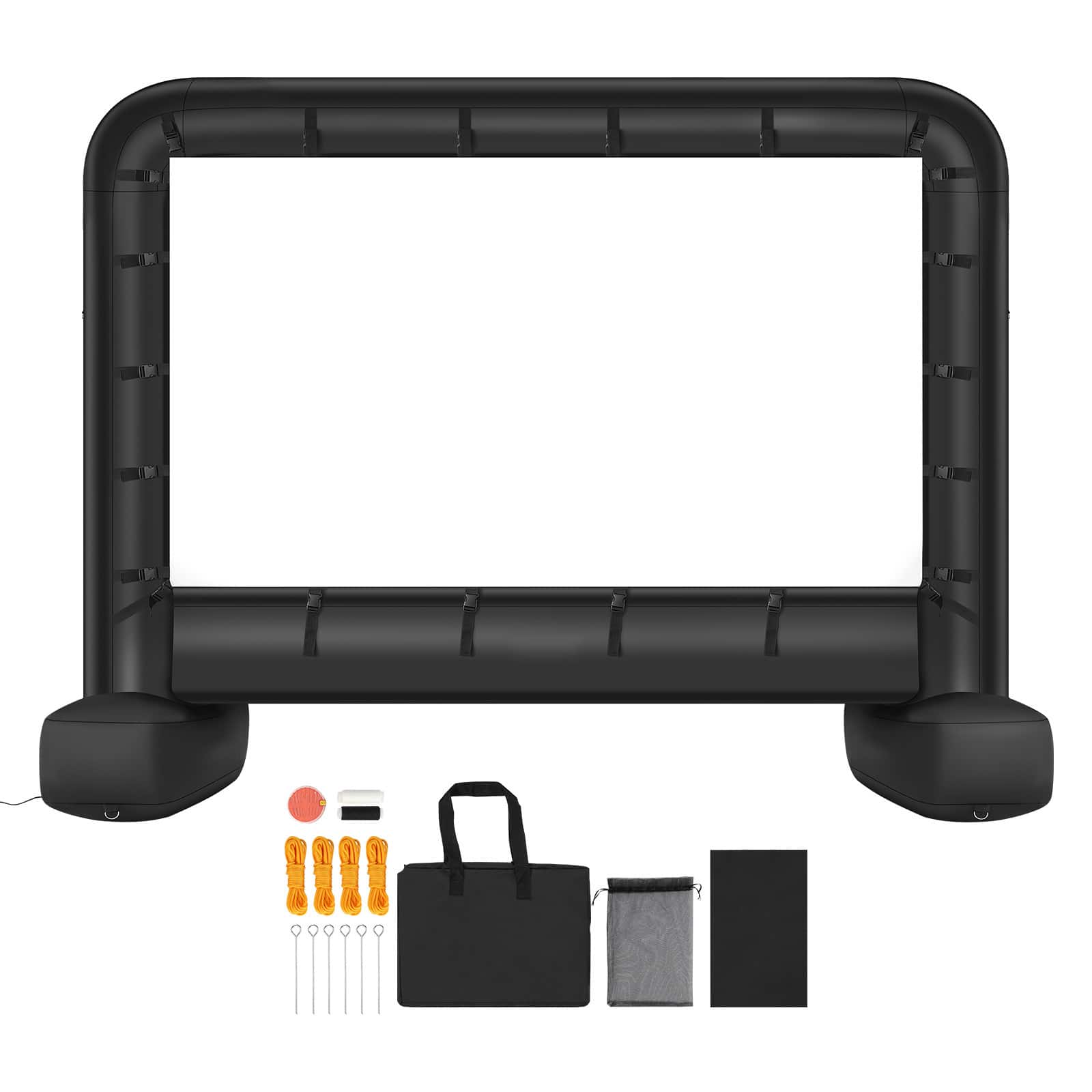 Front. VEVOR - 14 ft Inflatable Movie Screen, 600D Washable Inflatable Projector Screen with Portable Storage Bag - Black,White.