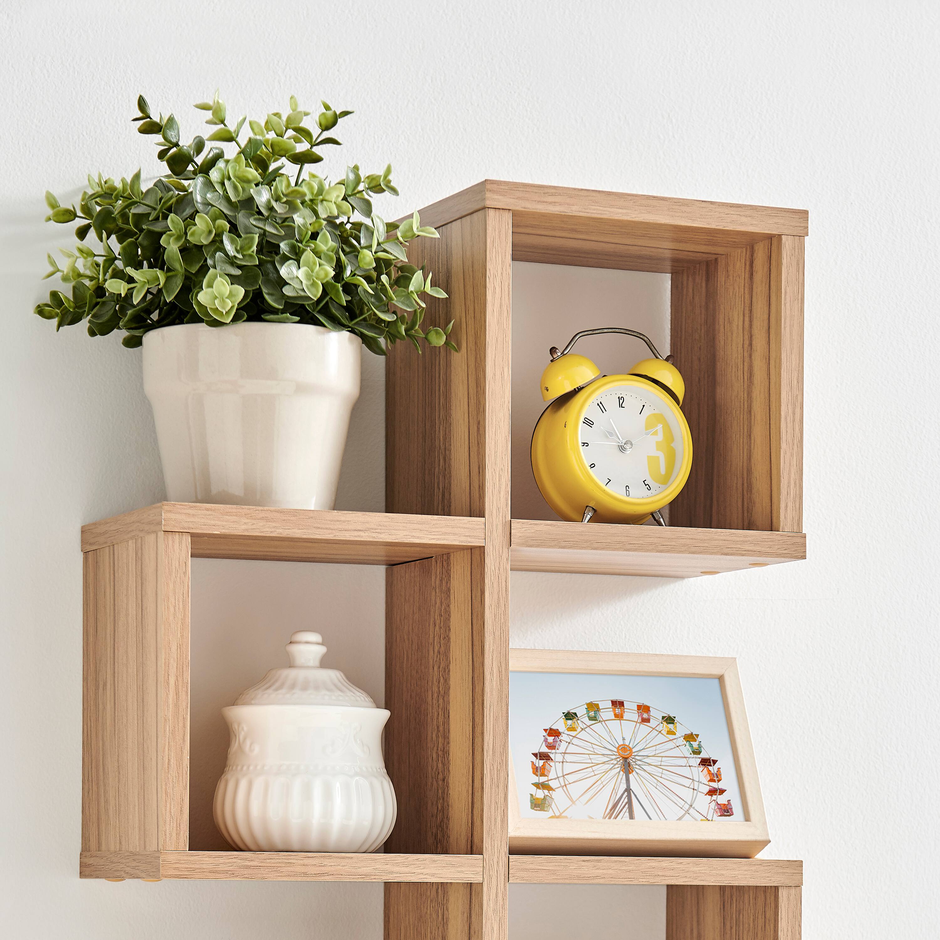 Alt View 6. Danya B - Cubby Chessboard Wall Shelf – Horizontal or Vertical - Chestnut - Chestnut.
