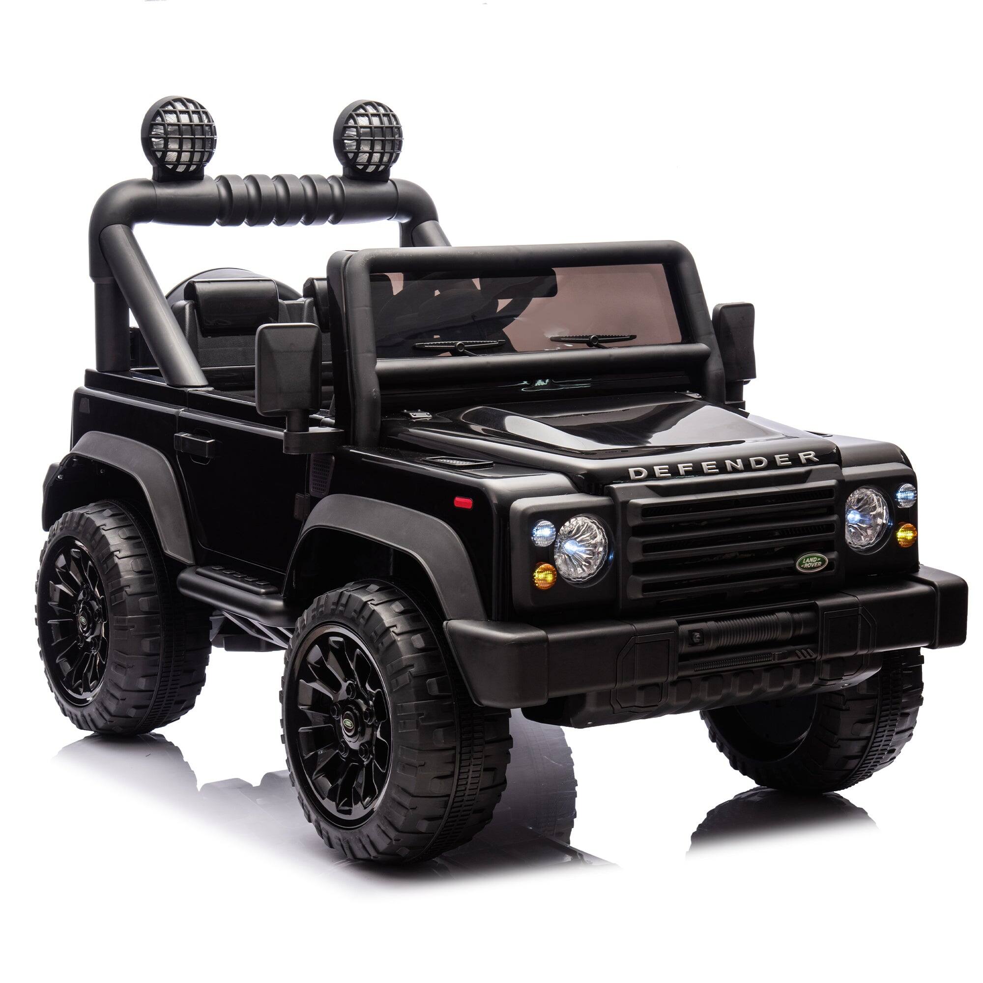 Left. BreeBe - Licensed Land Rover Defender Volta 5008 24V Kids Ride-On Car 2WD with Parents Control, Bluetooth, Music, LED Lights - Black.