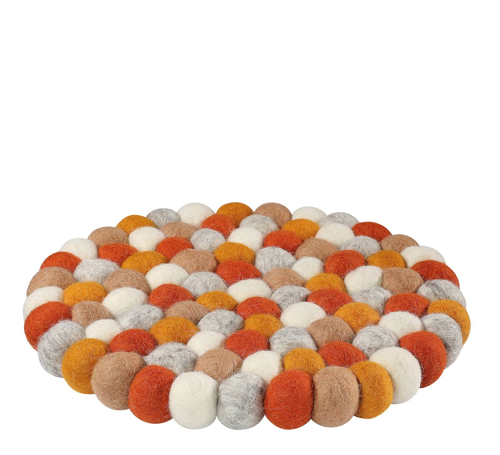 Alt View 2. Cilio - Fair Trade Virgin Sheep Wool Trivet, Handcrafted in Nepal, 8.5-Inch Round, Orange/Gray - Orange.