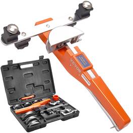 VEVOR - Pipe Tube Bender, 1/4"-7/8" O.D. Ratcheting Tubing Bender, 90° Forward/Reverse Pipes Bending Tools with 7 Dies - Black;Orange