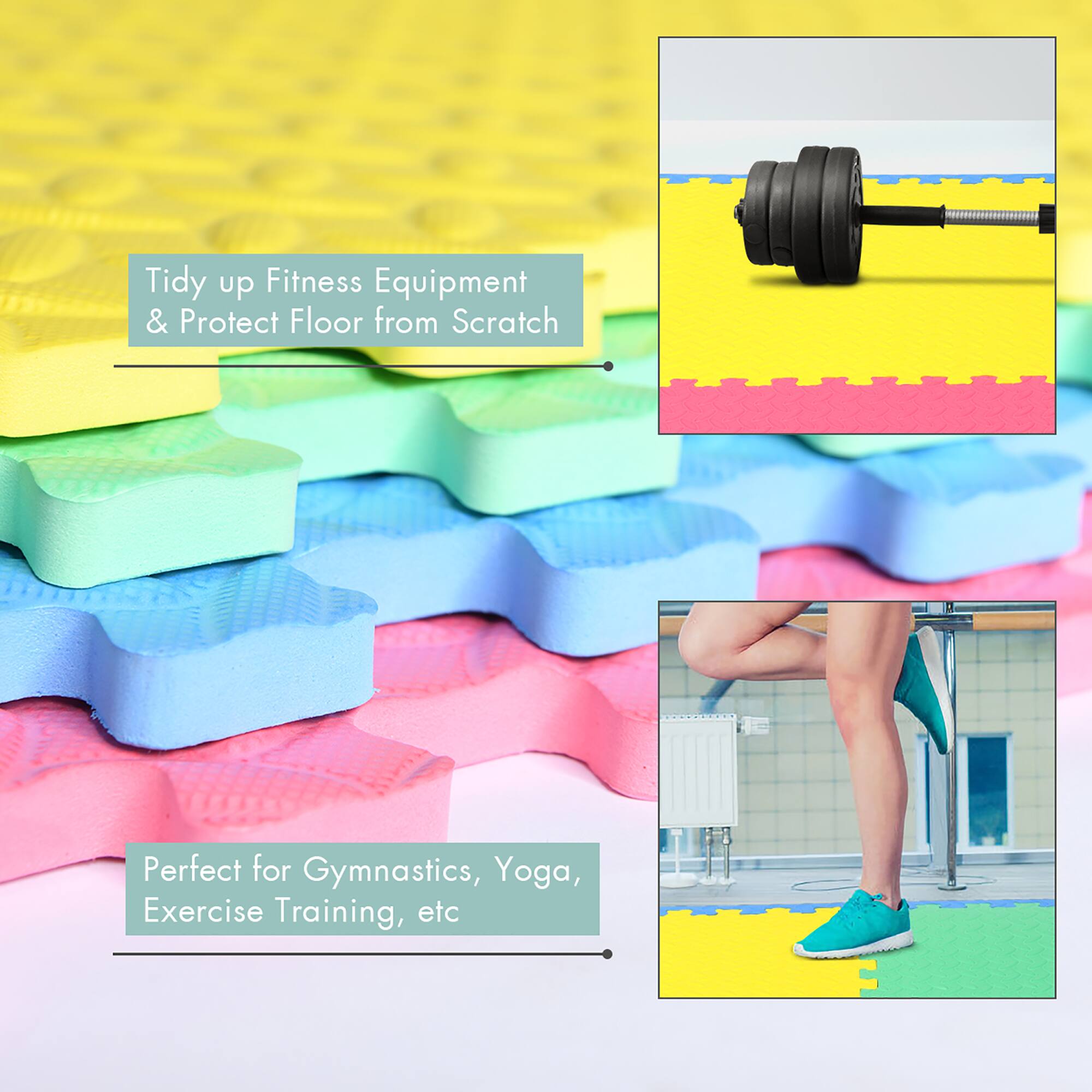 Tidy up Fitness Equipment & Protect Floor from Scratch  
Perfect for Gymnastics, Yoga, Exercise Training, etc
