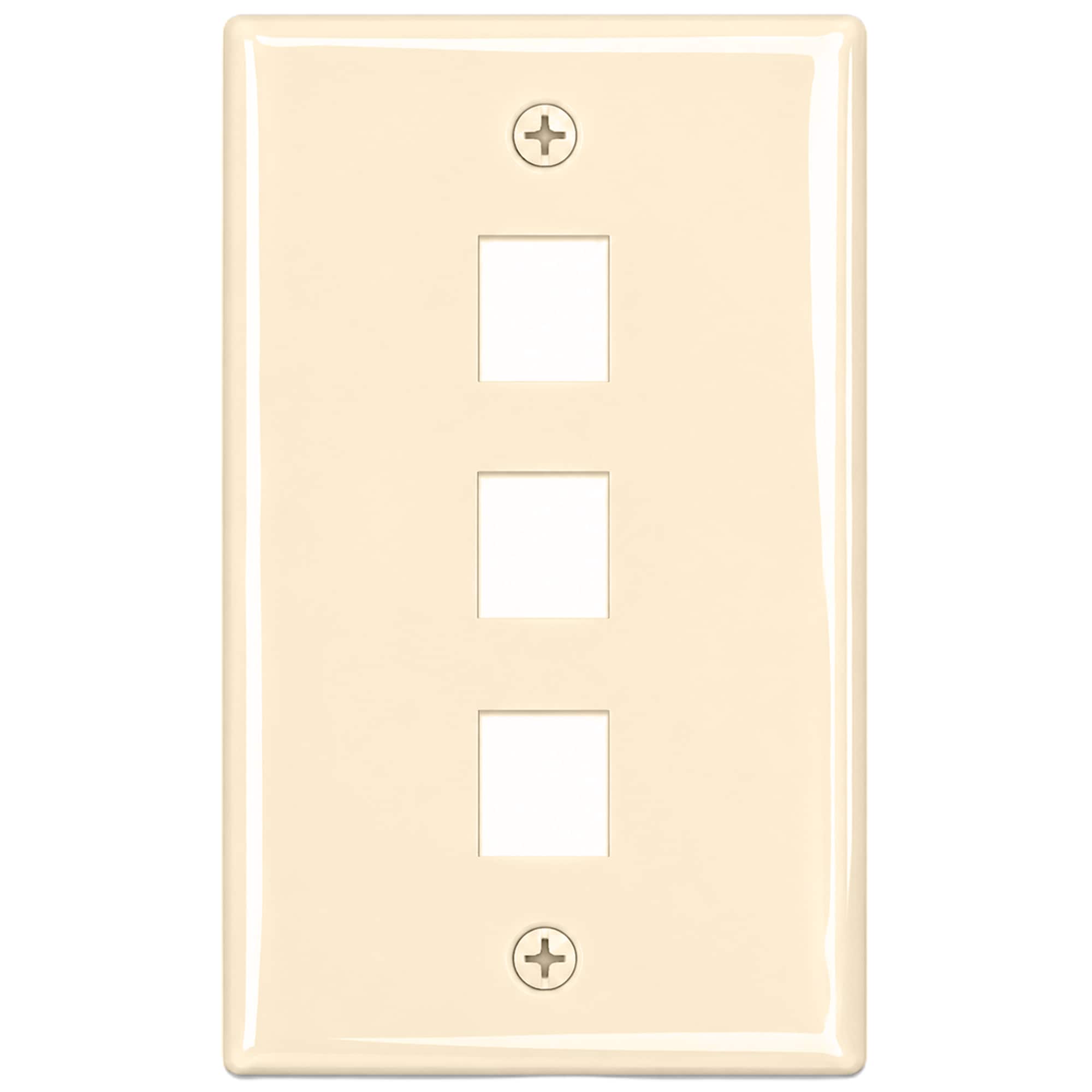Cmple.com - Cmple - Keystone Wall Plate Cover Ethernet Wall Plates for Modular Inserts, RJ45 Keystone Jack - 3 Port - Ivory