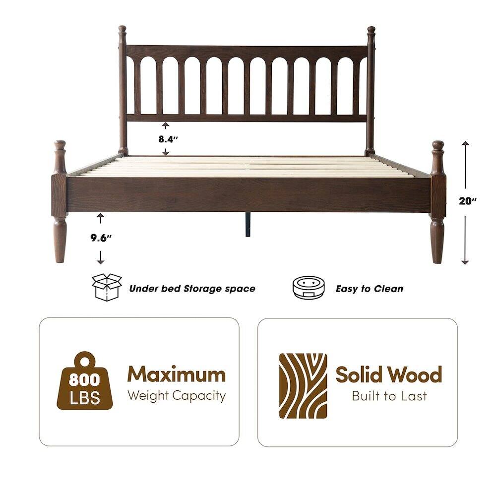 8.4" 20" 9.6" Under bed Storage space Easy to Clean 800 Maximum LBS Weight Capacity Solid Wood Built to Last