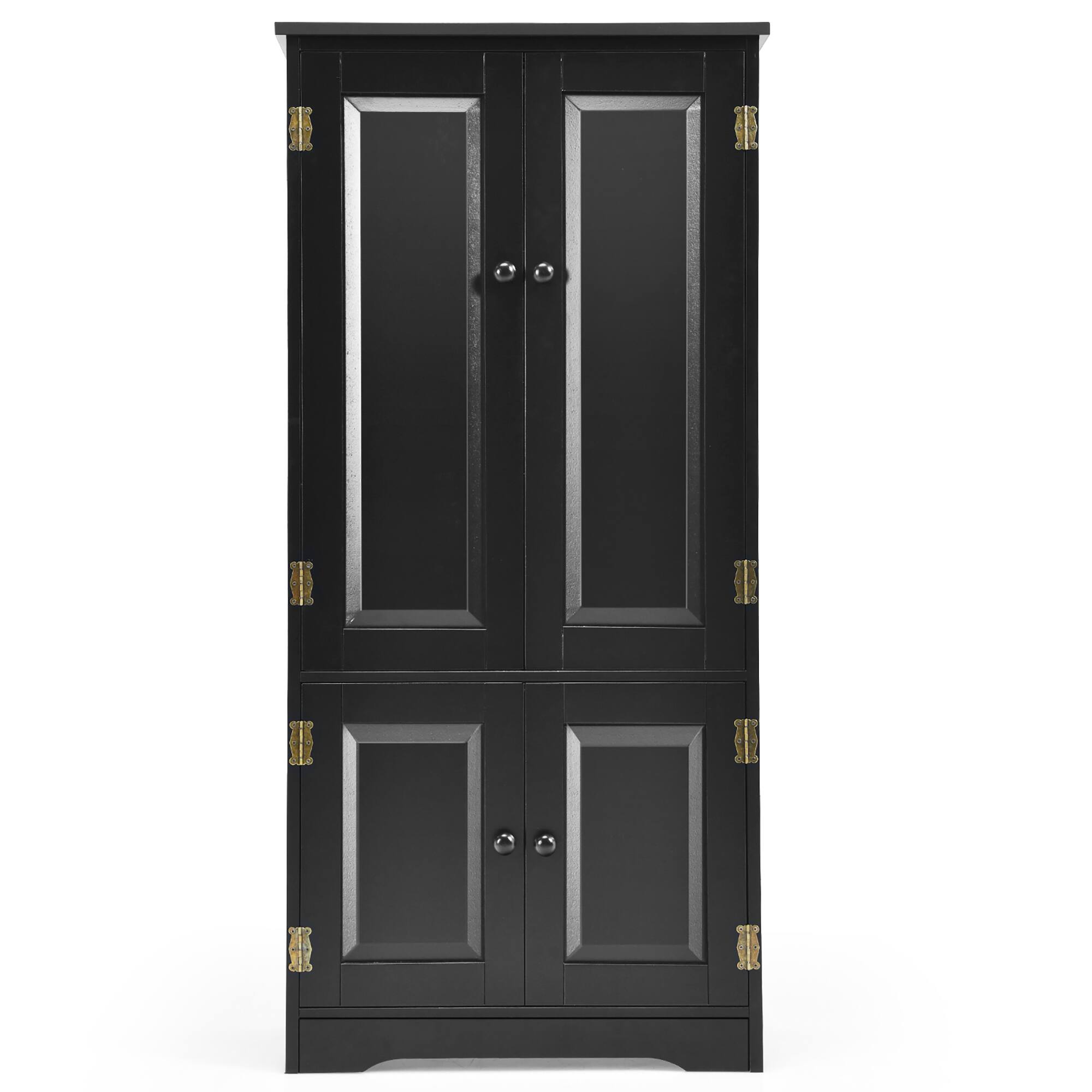 Alt View 9. Costway - Costway Accent Floor Storage Cabinet W/ Adjustable Shelves Antique 2-Door - Black.