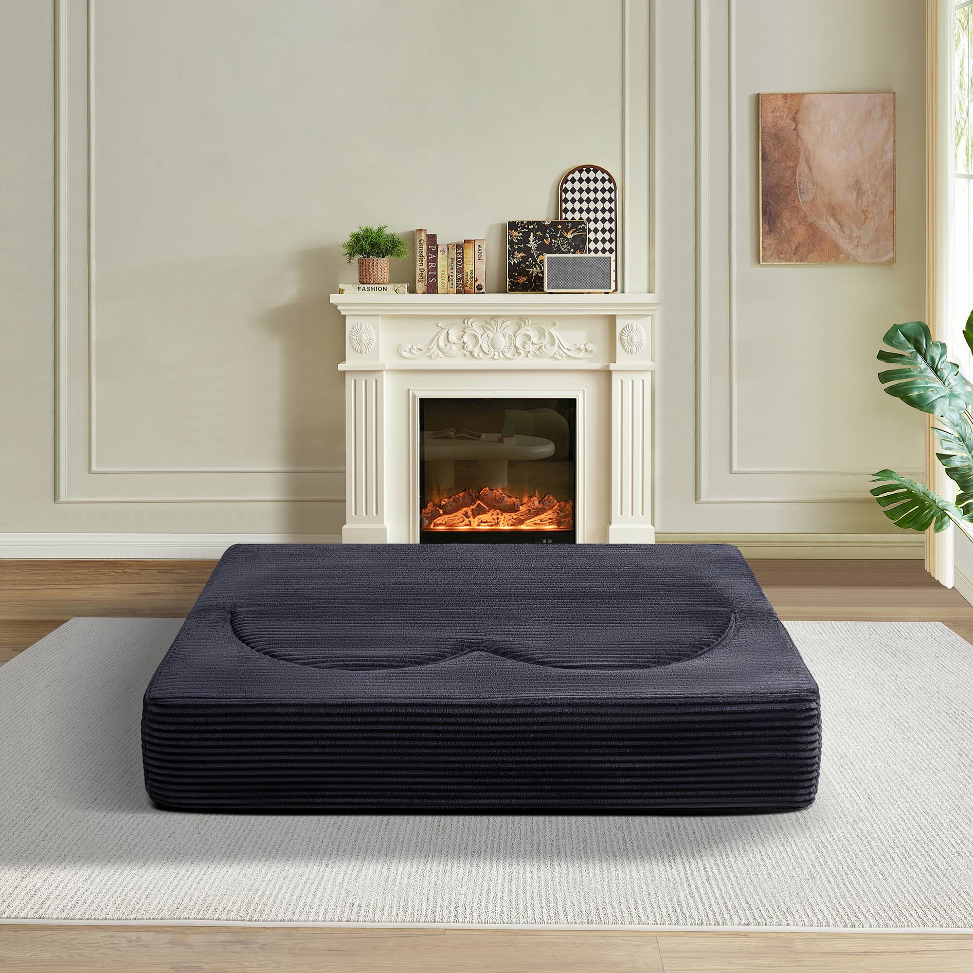 Alt View 2. GOODSILO - Convertible Teddy Fabric Folding Sofa Bed - Multi-Functional Floor Sleeper Futon for Compact Living Spaces - Grey.