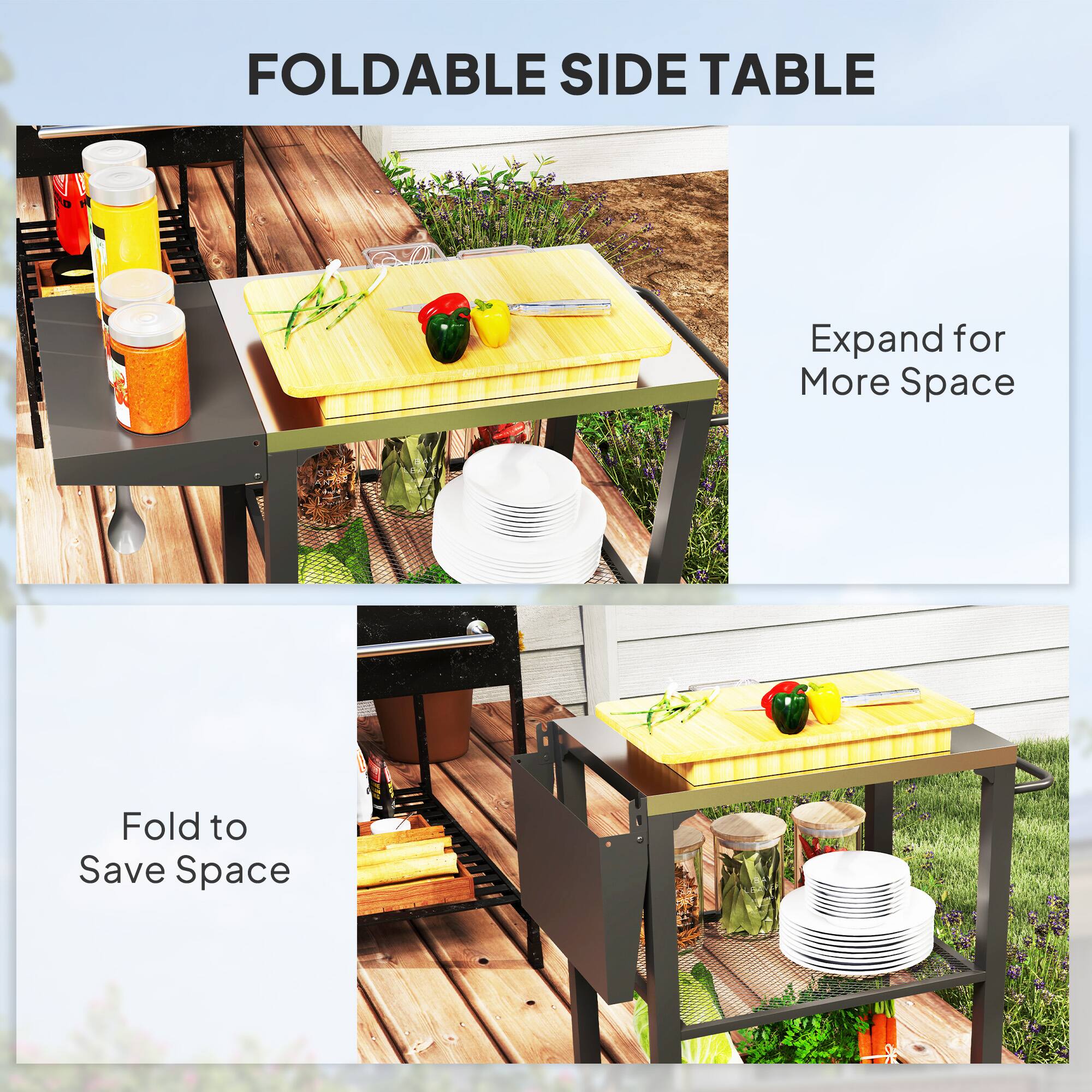 FOLDABLE SIDE TABLE
Expand for More Space
Fold to Save Space
