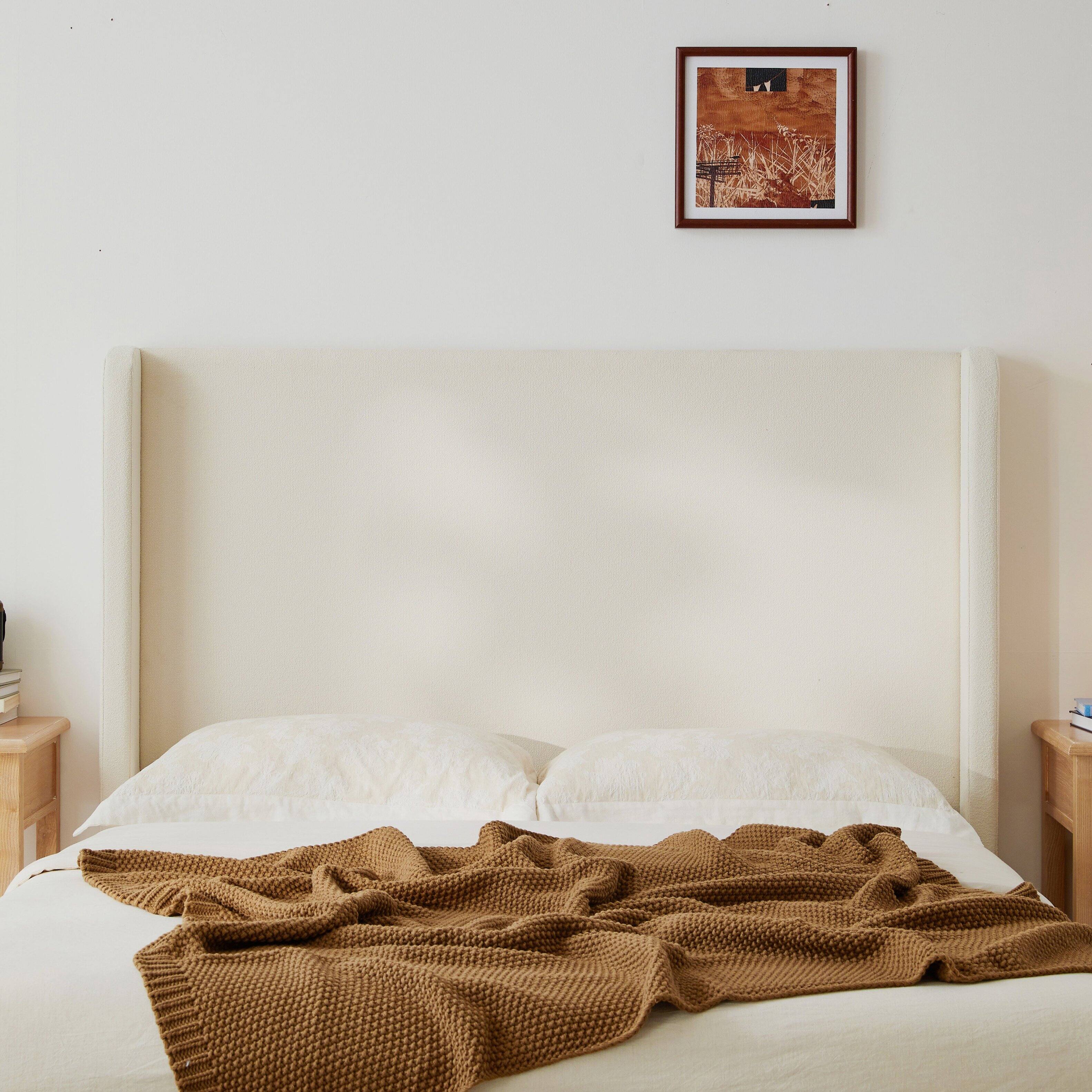 Alt View 8. Boyel Living - King Upholstered Wingback Platform Bed 52.3 Inch Headboard No Box Spring Easy Assembly Ivory Boucle - Beige.