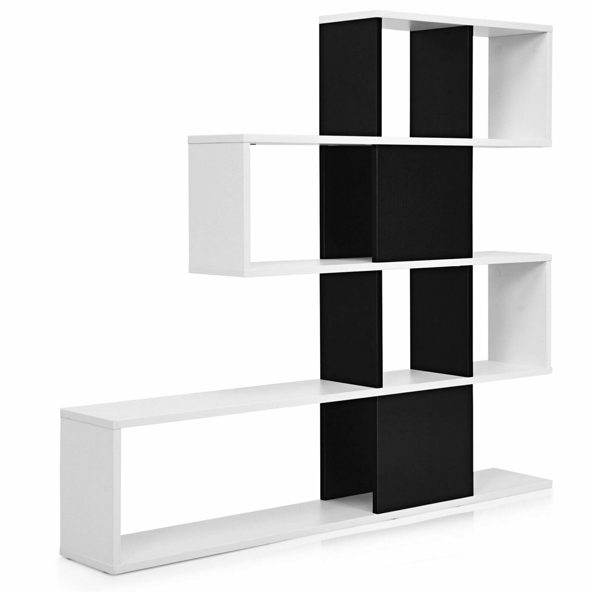 Alt View 9. Gymax - Gymax 5-Tier Bookshelf Corner Ladder Bookcase Display Storage Rack Black White - Black & White.