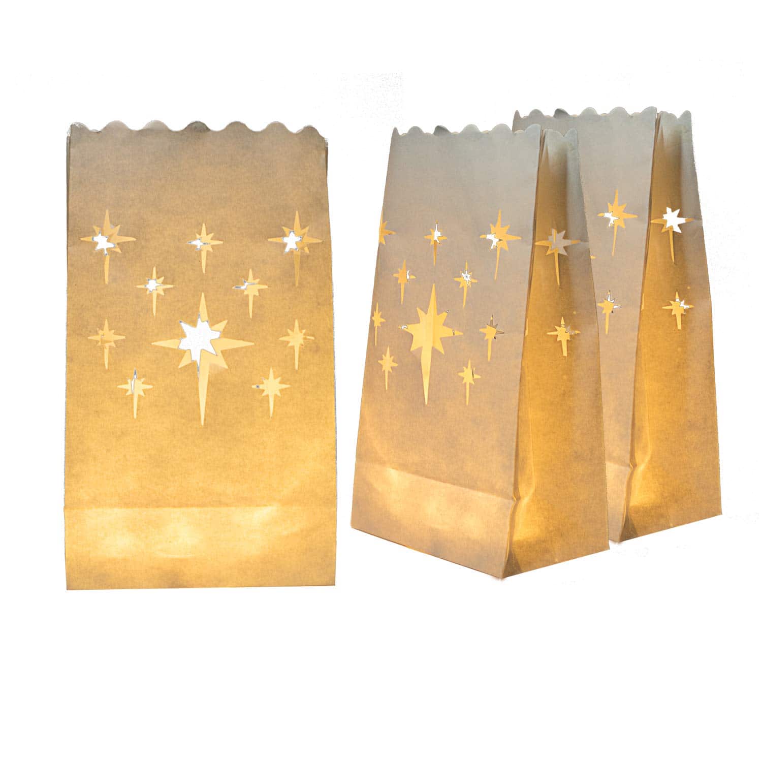 Paradigms Interiors - White Luminary Bags Upgraded Moisture-proof Candle Stars Luminaries For Wedding Party Thanksgiving Christma - 24