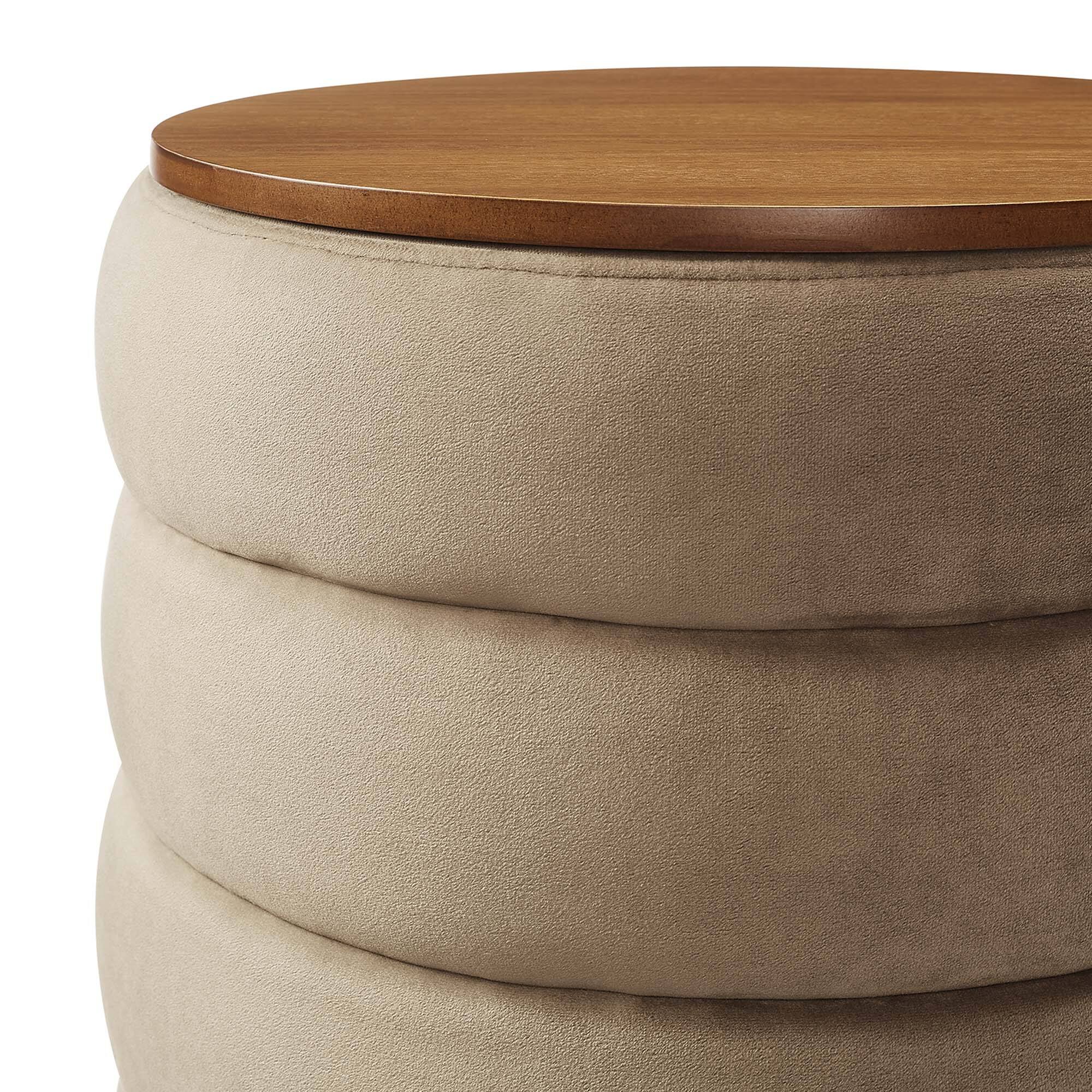 Alt View 5. Modway - Mezzo Round Performance Velvet Storage Ottoman by Modway - Taupe.
