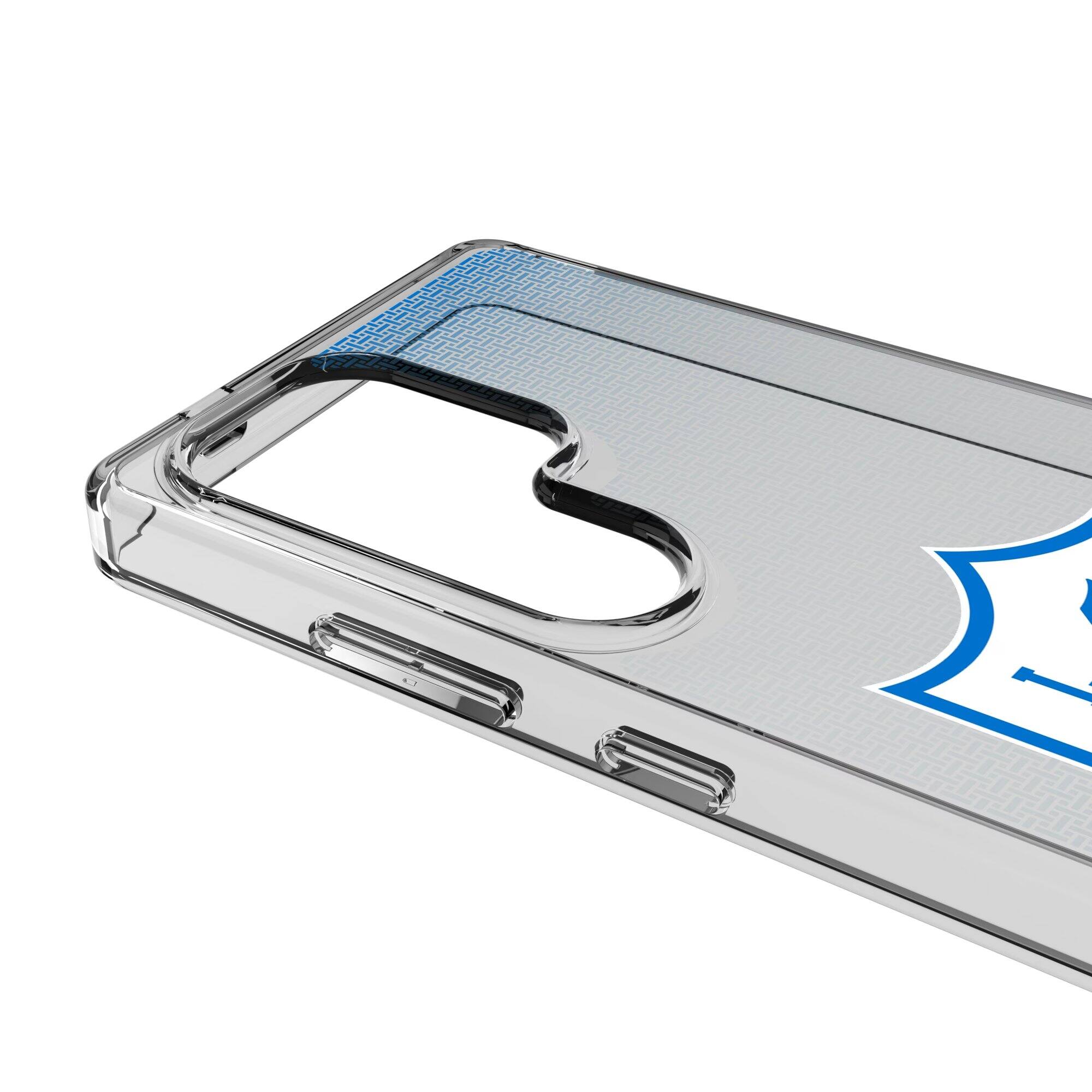 Alt View 2. Keyscaper - Los Angeles Chargers Linen Logo Galaxy Clear Case - S21 Plus - Multicolor.