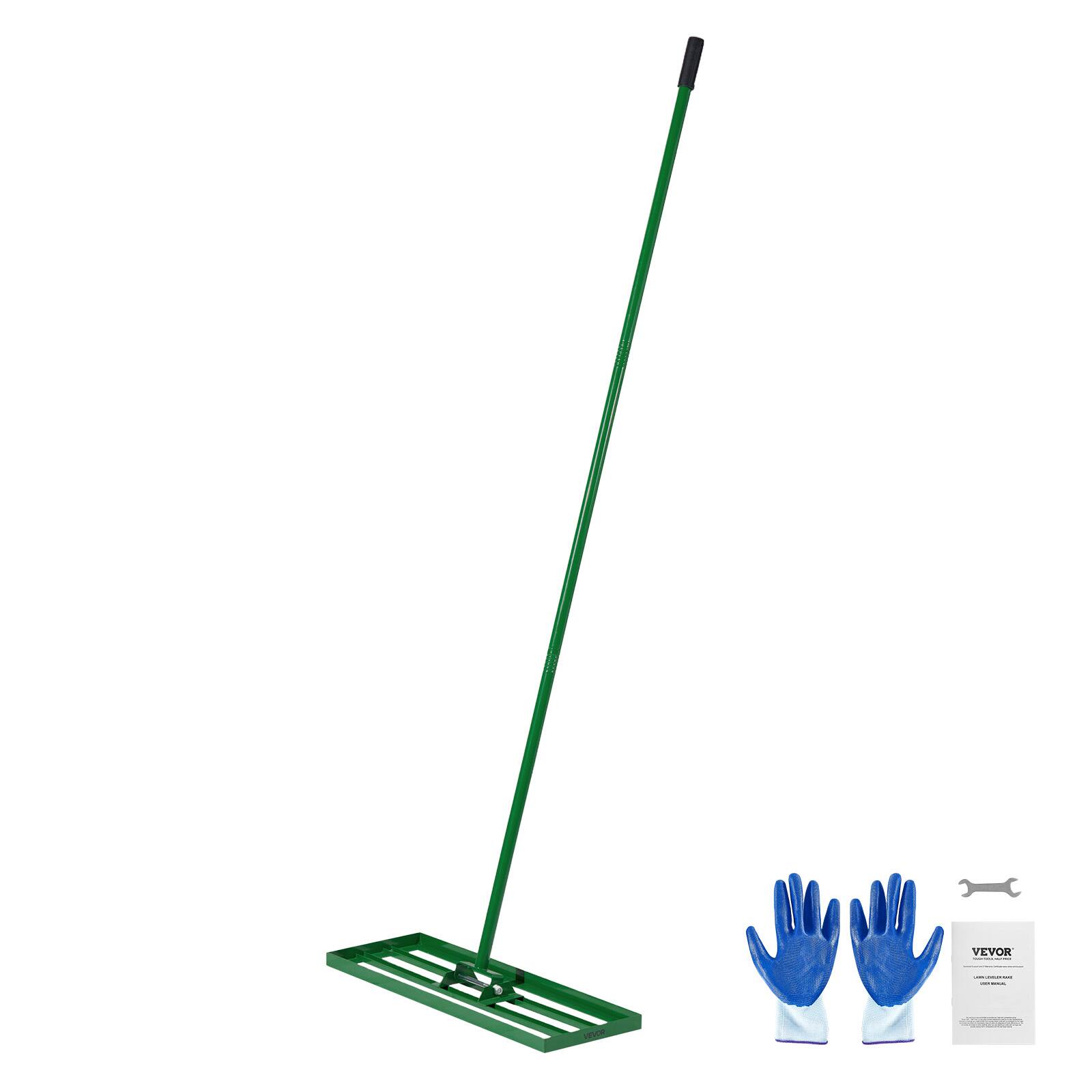 Alt View 5. VEVOR - Lawn Leveling Rake, 30"x10" Level Lawn Tool, Heavy-duty Lawn Leveler with 78" Steel Extended Handle, Yard Leveling Rake - Green.