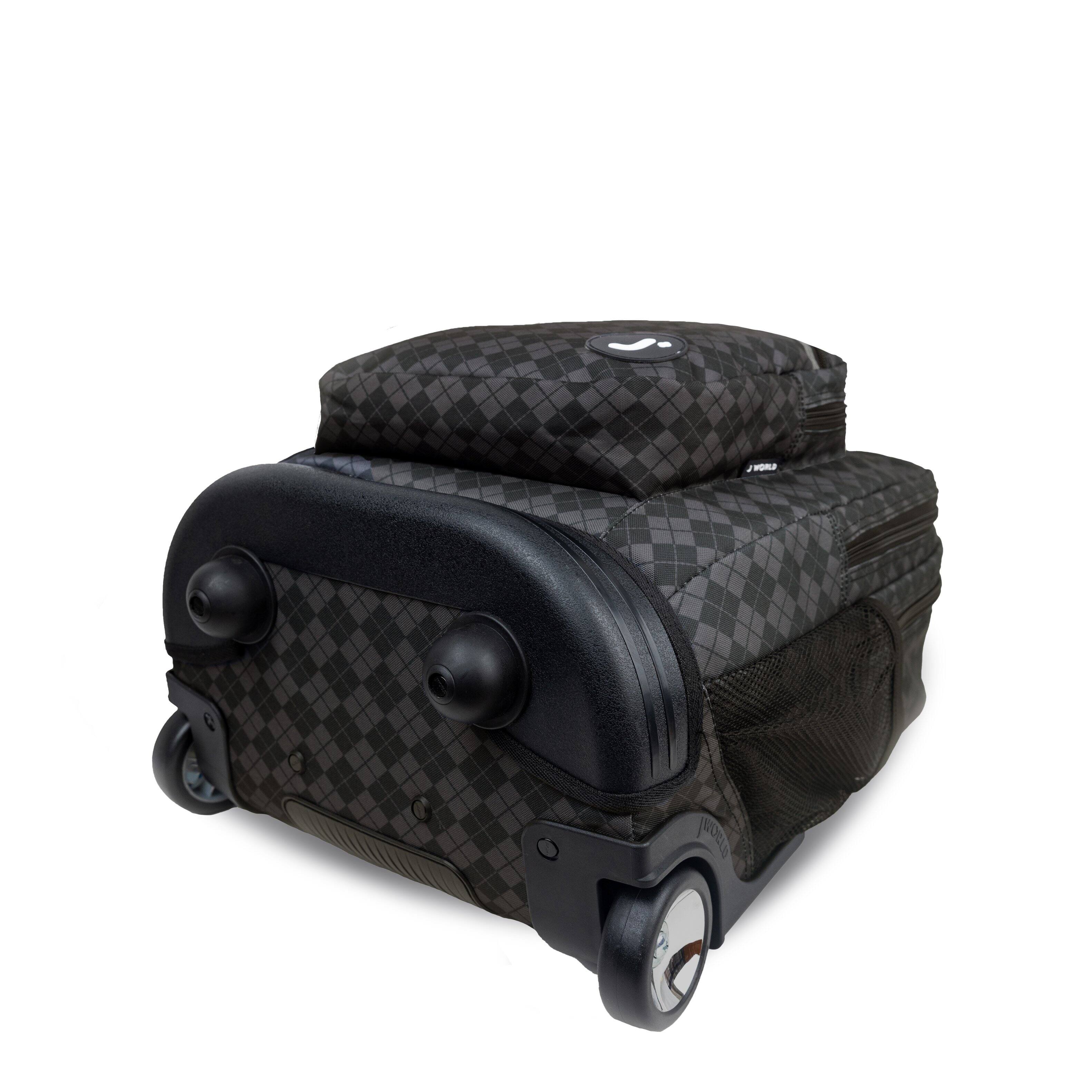 Alt View 1. J World - J World Unisex Sundance 20" Rolling Backpack with Laptop Sleeve for School and Travel, Argyle Black - ARGYLE BLACK.