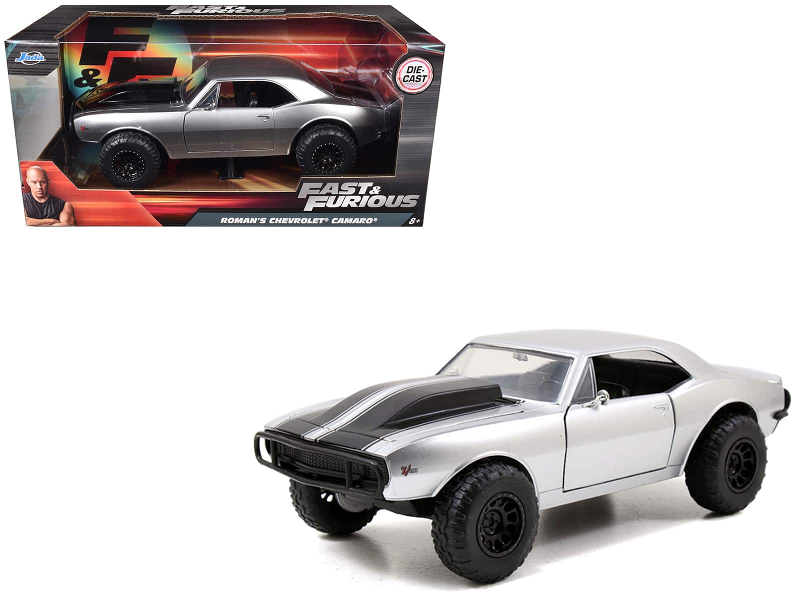 Roman's Chevrolet Camaro Z/28 "Fast & Furious 7" Movie 1/24 Diecast Model Car by Jada - Silver