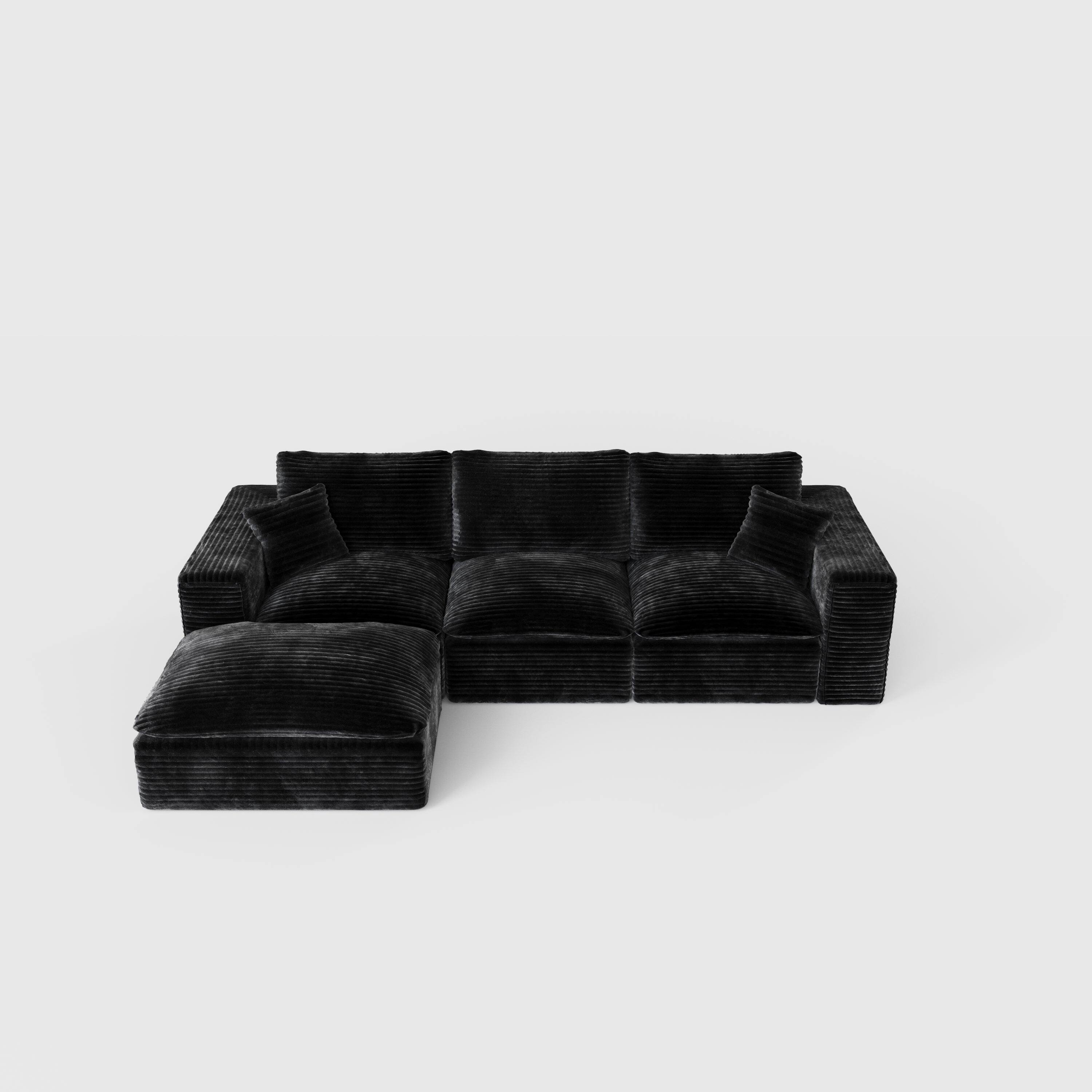 Alt View 9. Boyel Living - 108 Inch Modular Cloud Sectional Sofa Interchangeable L Shape Chaise Plush Corduroy Deep Seat No Assembly Black - Black.
