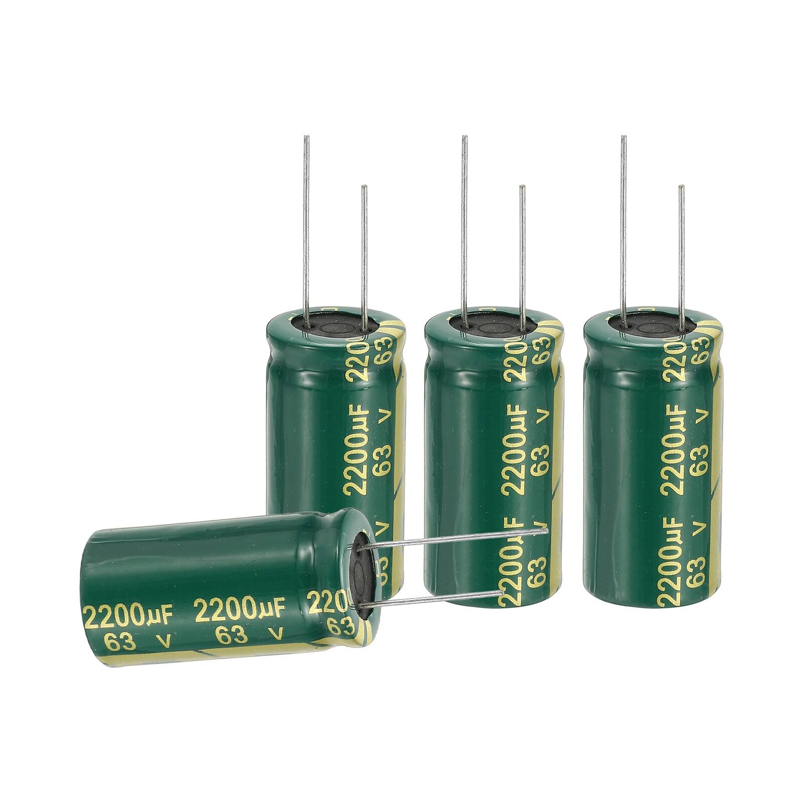 Unique Bargains - 2200uF 63V 18x35mm Electrolytic Capacitor, High Frequency, Low Impedance, Radial Leads, 24pcs - Green price history on PriceWatchPro
