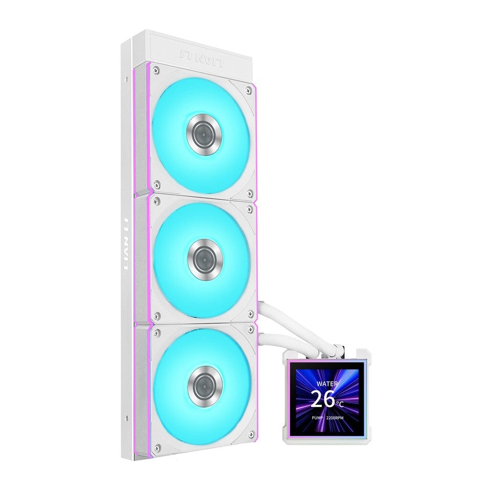 Lian Li - Hydroshift II LCD-S 360 CL HS2LCDS36CW CPU Cooler 360mm AIO 3x 120 RGB Fans - White