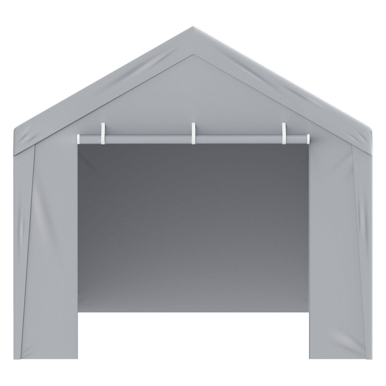 Alt View 4. Mirfee - 10x20 ft Replacement Carport Canopy Cover with Side Walls, Heavy-Duty Waterproof ,White (Frame Not Included).