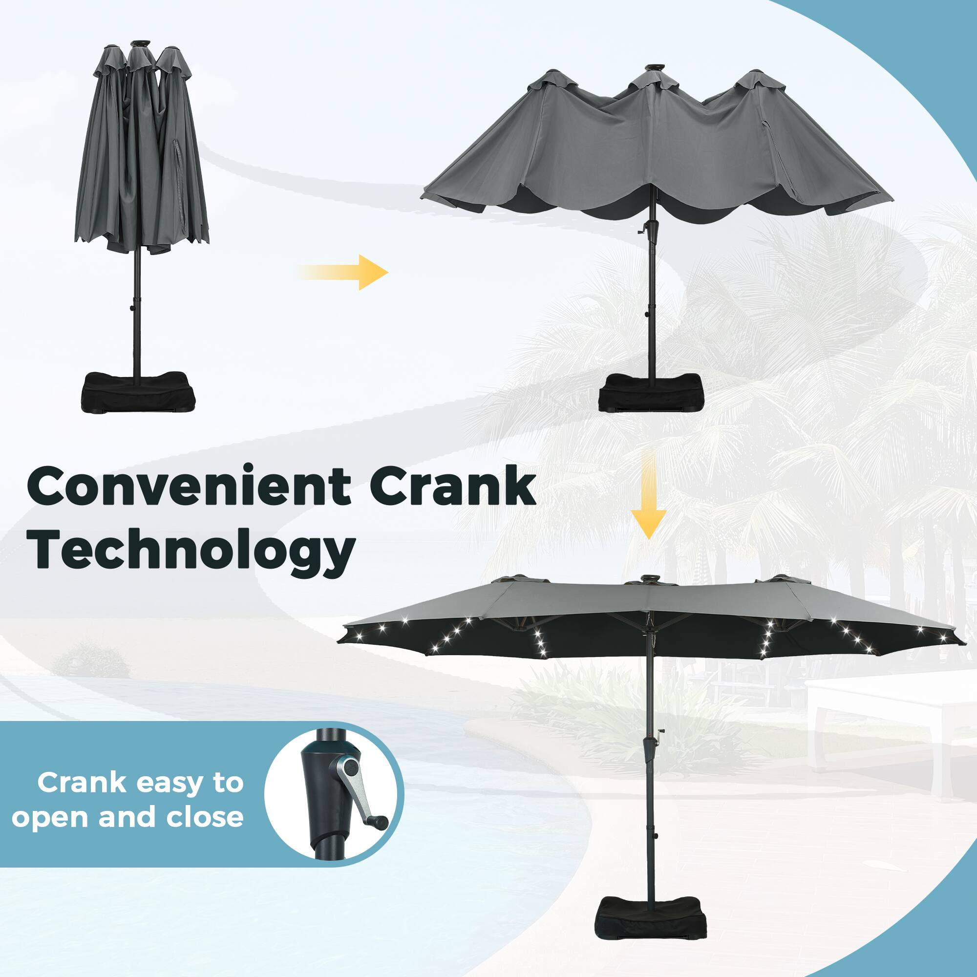Convenient Crank Technology  
Crank easy to open and close
