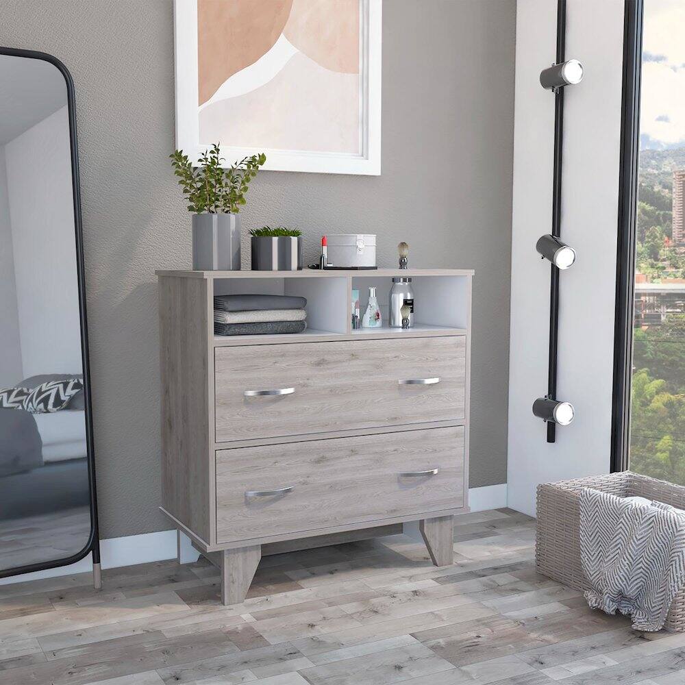 Alt View 2. TuHome - Portnova Dresser Light Gray / White MDF - Black.