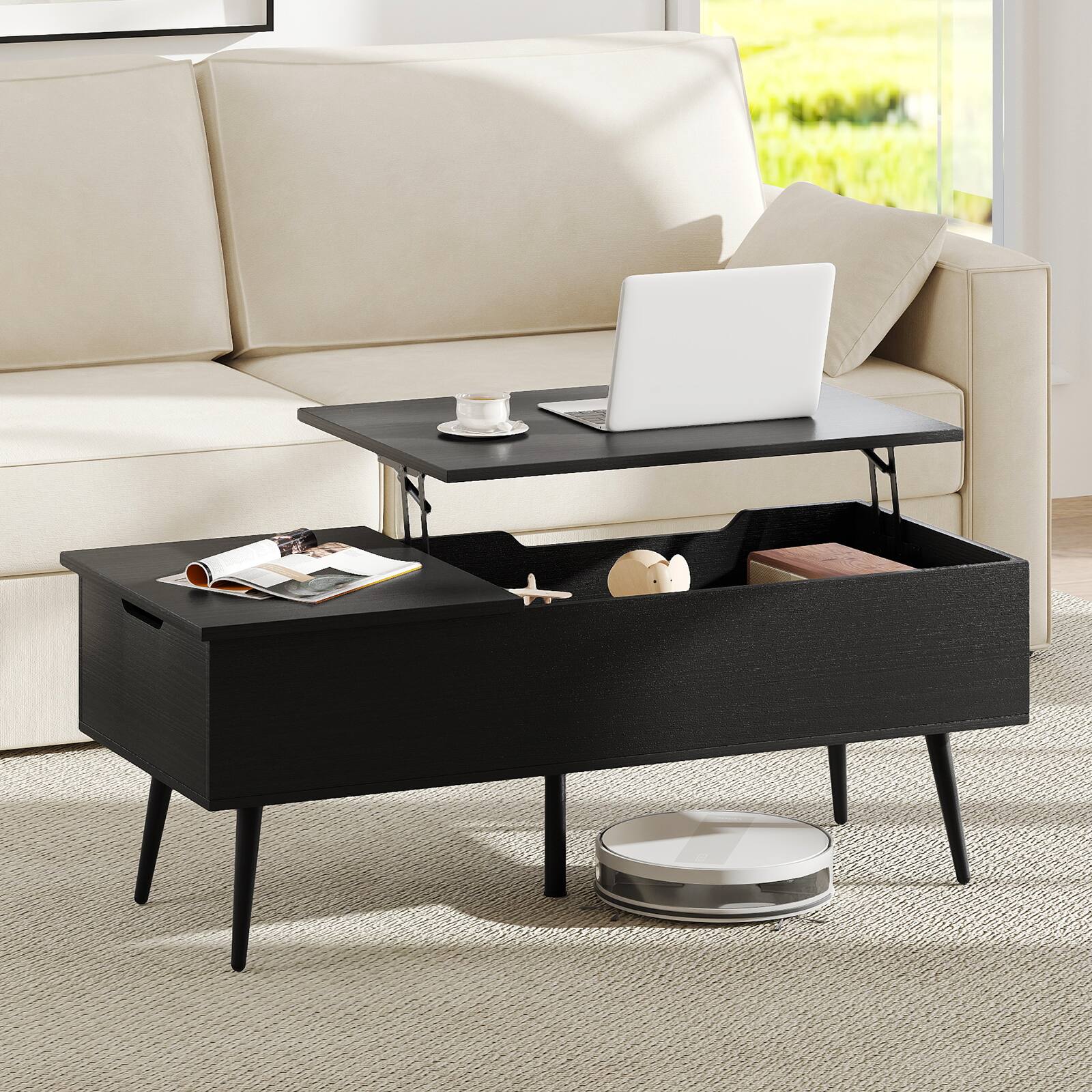 Alt View 1. Costway - Costway Lift Top Coffee Table w/ Storage Multi-Functional Home Center Accent Table for Living Room - Black.