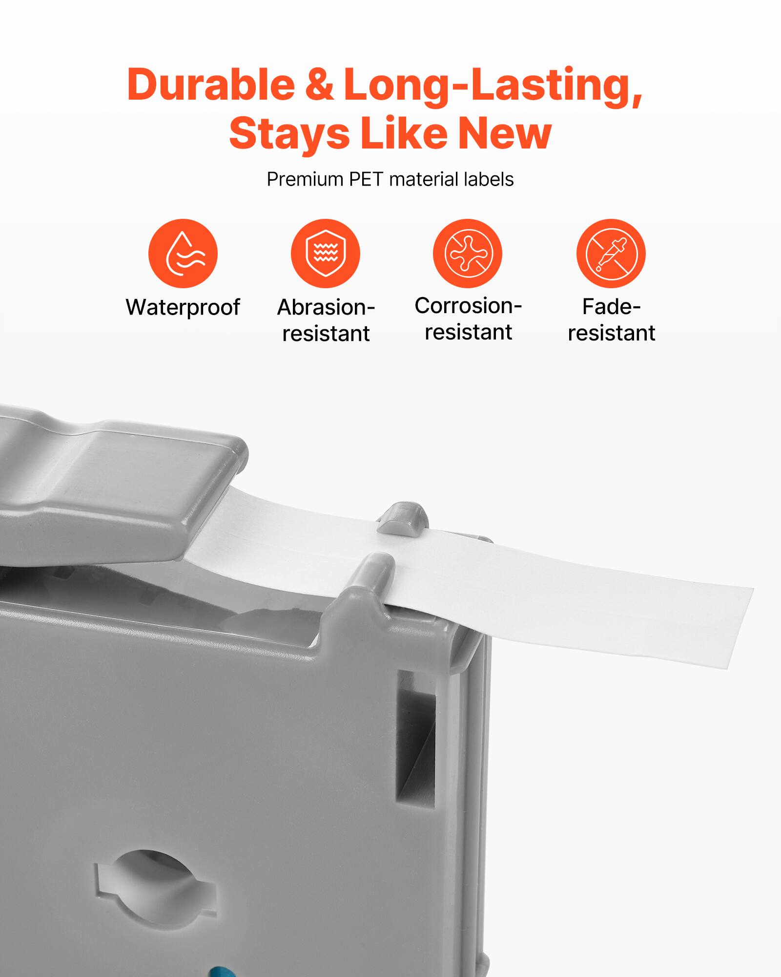Durable & Long-Lasting, Stays Like New

Premium PET material labels

- Waterproof
- Abrasion-resistant
- Corrosion-resistant
- Fade-resistant