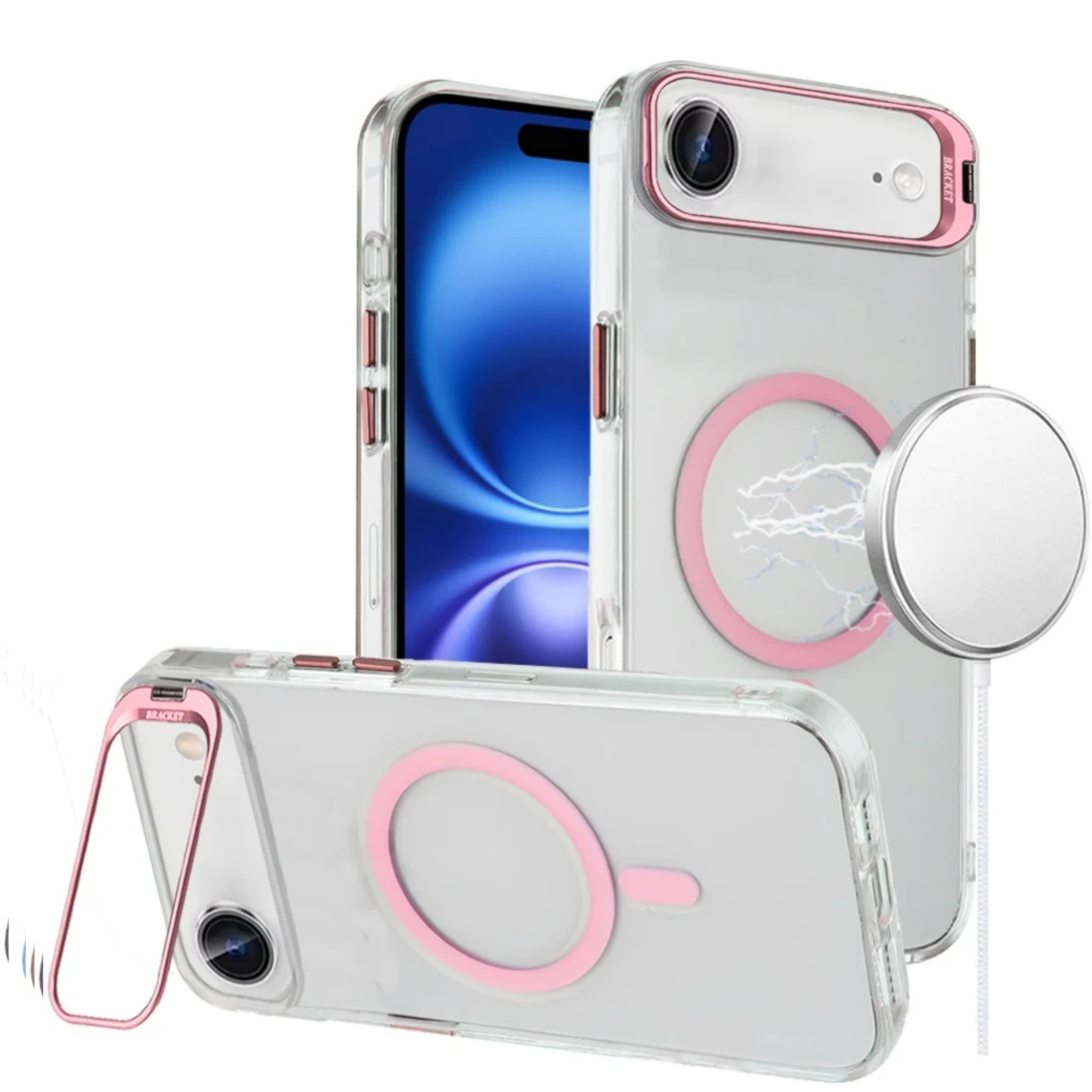 Kitcheniva - Metallic Camera Stand Magnetic Circle Case With Tempered Glass For iPhone Air - Pink price history on PriceWatchPro