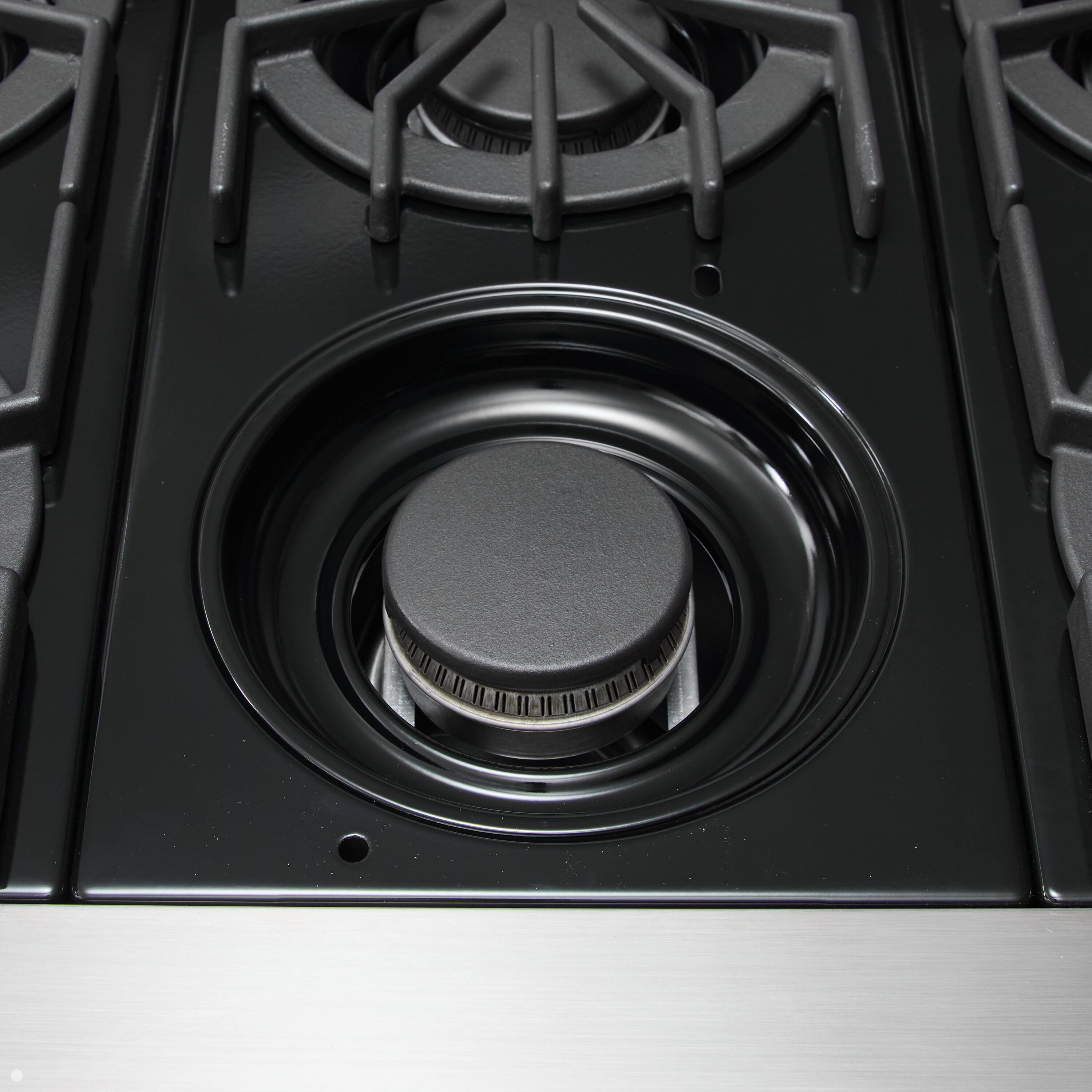 Alt View 7. Viking - Professional 5 Series 4.0 Cu. Ft. Freestanding Open Burner LP Gas Convection Range-Stainless Steel w. Brushed Brass Trim - Stainless steel.