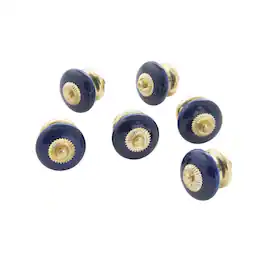 TX USA Corporation - Ceramic Disk Knob Set of 6 - Cobalt Blue