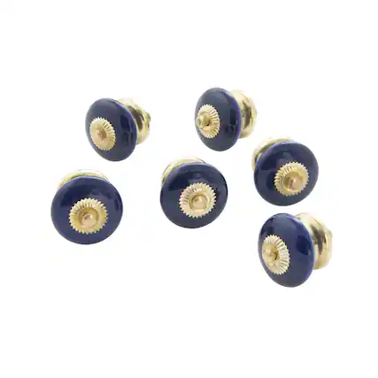 Front. TX USA Corporation - Ceramic Disk Knob Cobalt Blue Set of 6 - Cobalt Blue.